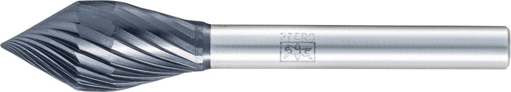 Ein kegelförmiger Frässtift mit spiralförmigen Schneiden aus Metall, geeignet für präzises Schleifen in der Metallbearbeitung.