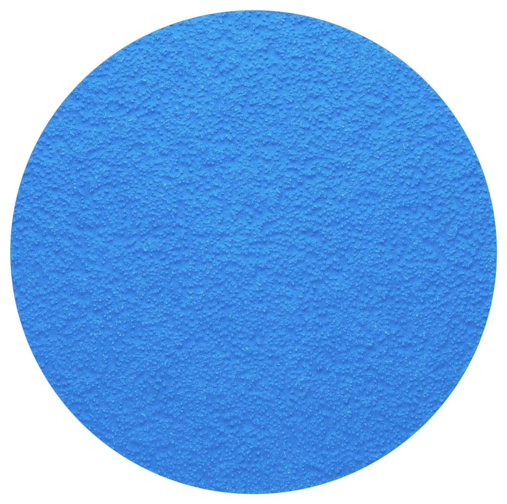 Eine runde Fläche in kräftigem Blau mit einer strukturierten, rauen Oberfläche.