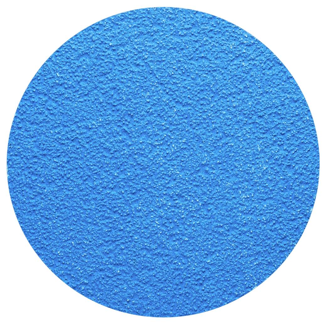 Blauer, runder Kreideabdruck mit rauer Textur auf weißem Hintergrund.