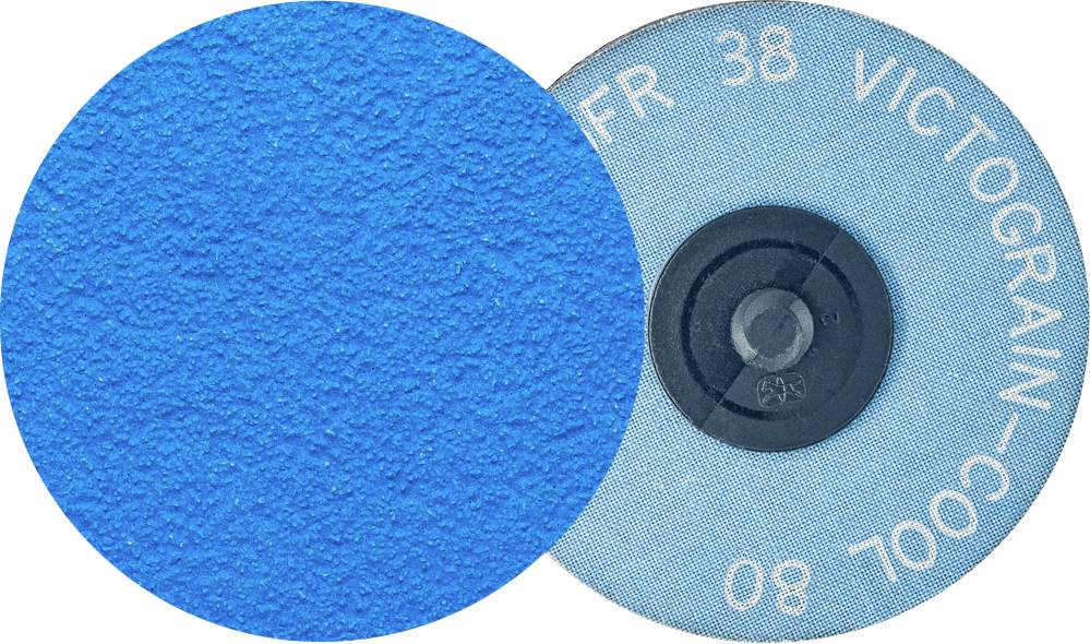Schleifscheibe mit blauer, grober Körnung 'VICTOGRAIN COOL'. Geeignet zum Schleifen von Metalloberflächen.