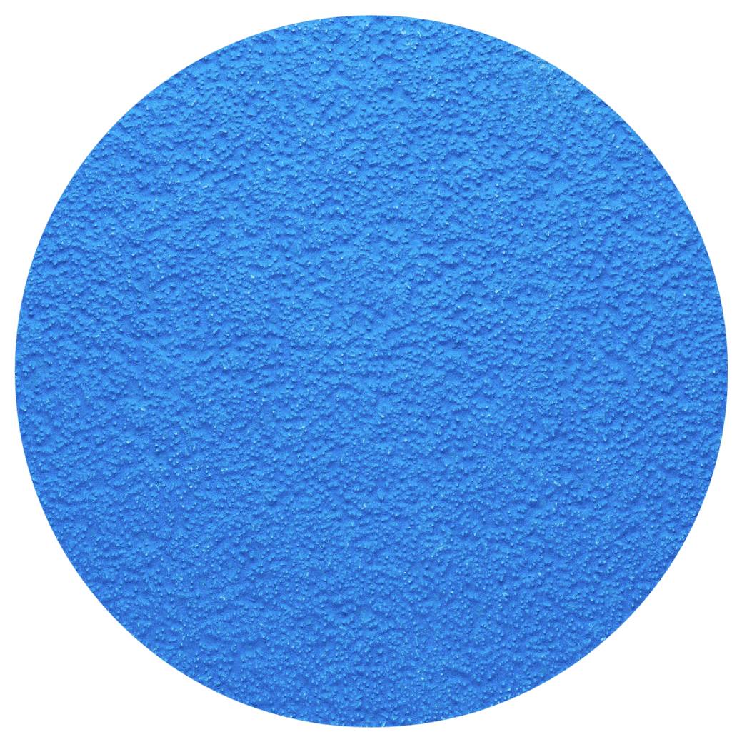 Ein runder Bereich mit einer blauen, rauen Textur zeigt möglicherweise eine Materialoberfläche oder einen Hintergrund.