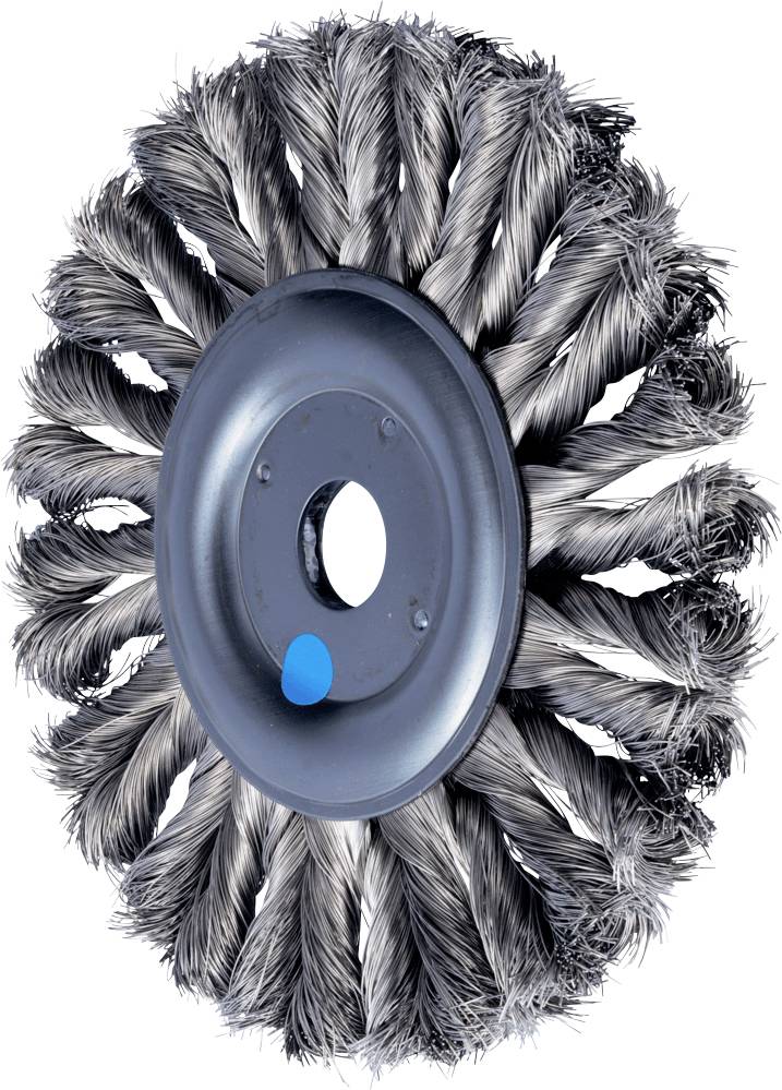 Stahl-Drahtbürste mit gewellten Borsten, geeignet zum Reinigen und Entrosten von Metalloberflächen.