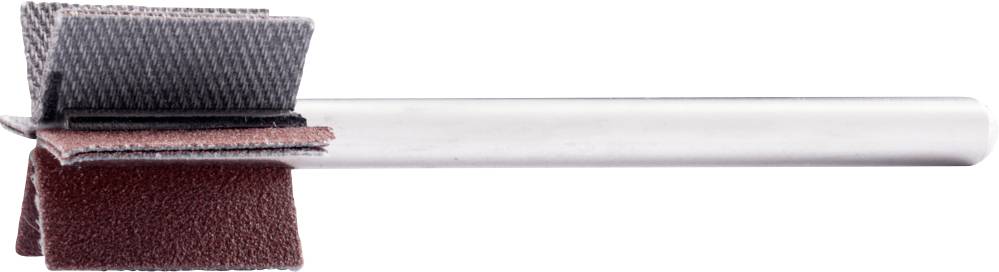 Schleifstift mit mehreren starren, rechteckigen Schleifblättern an einem Metallgriff, geeignet für präzise Schleifarbeiten.