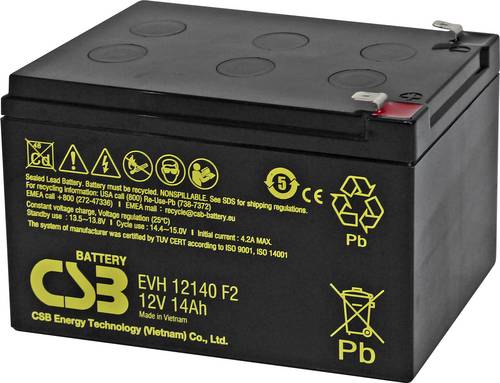 Fey Elektronik EVH12140F2 Bleiakku 12 V 14 Ah Blei-Vlies (AGM) (B x H x T) 151 x 100.3 x 98 mm Zykl