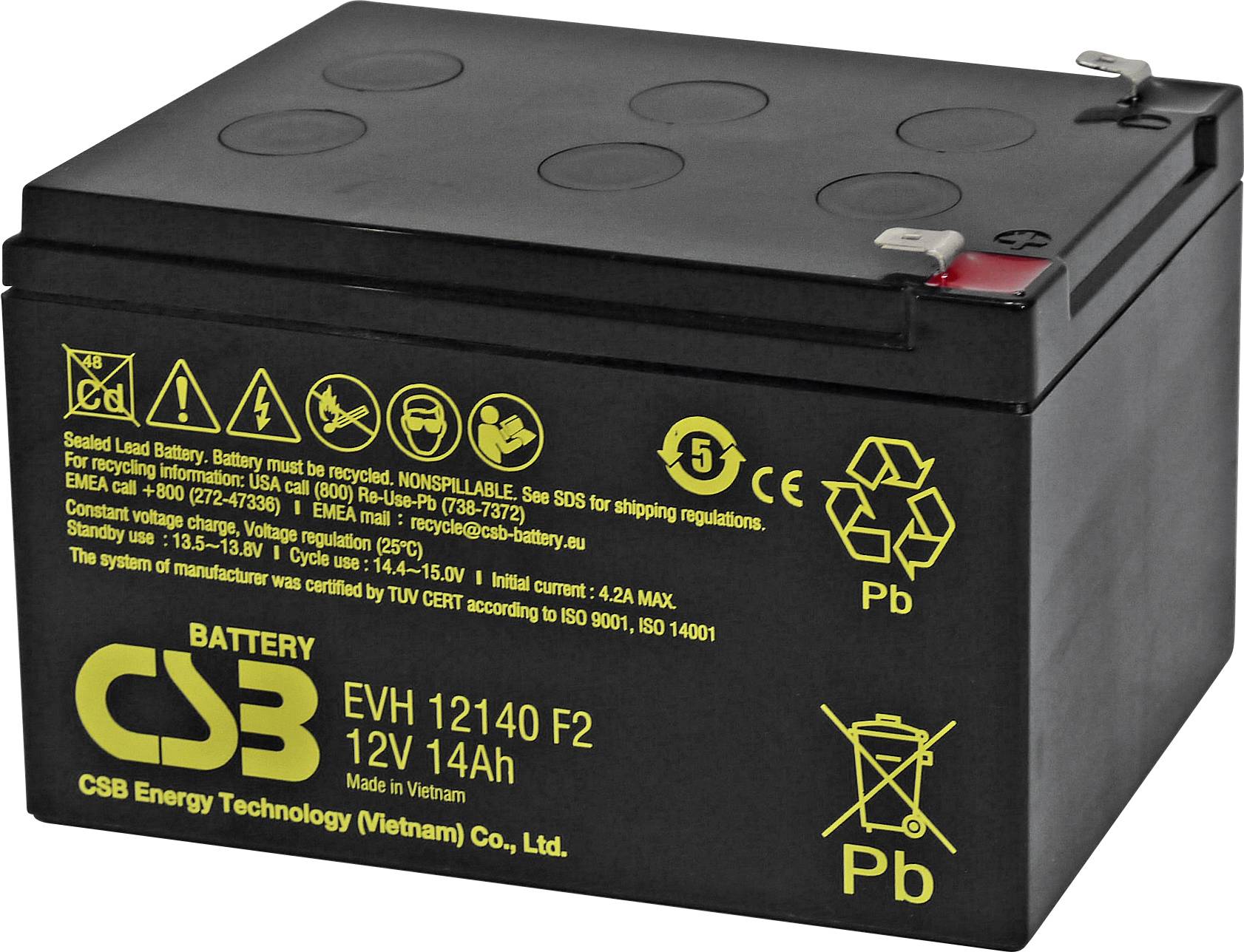 Fey Elektronik EVH12140F2 Bleiakku 12V 14Ah Blei-Vlies (AGM) (B x H x T) 151 x 100.3 x 98mm Zyklenfest, Wartungsfrei, Geringe