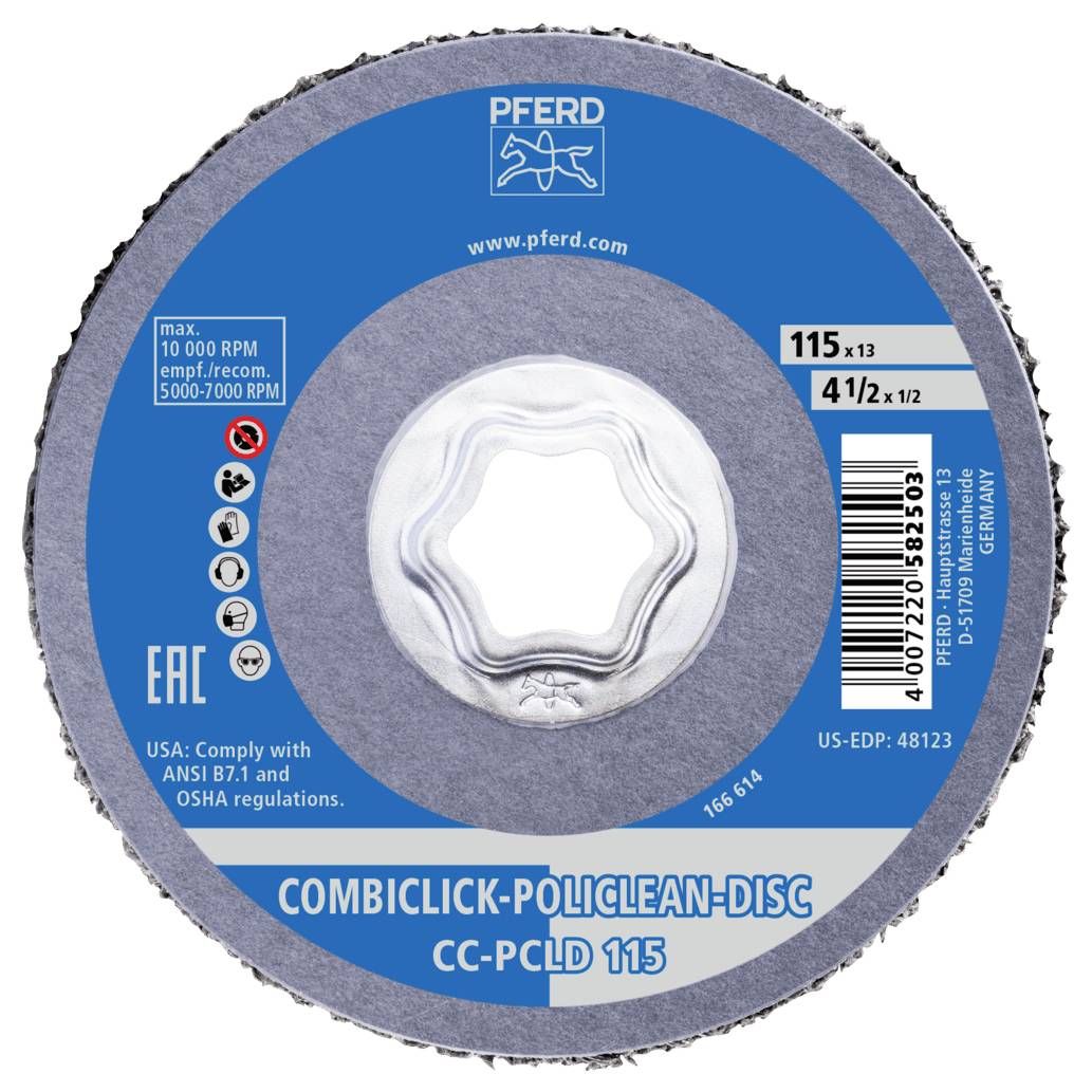 PFERD 44692273PFERD COMBICLICK POLICLEAN PCLD Reinigungsvlies Ø 115x13mm für grobe Reinigungsarbeiten 115mm 5St.