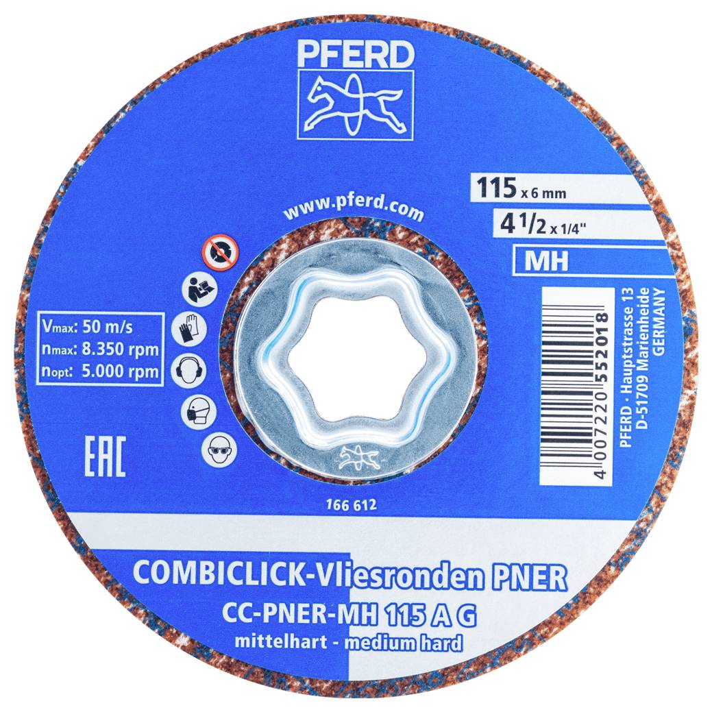 PFERD 47700202PFERD COMBICLICK verpresste Vliesronde CC PNER Ø 115mm Mittelhart A Grob für Finish  115mm 5St.