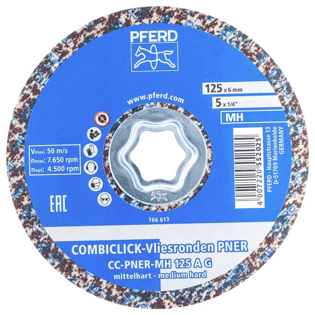 PFERD 47700203PFERD COMBICLICK verpresste Vliesronde CC PNER Ø 125mm Mittelhart A Grob für Finish  125mm 5St.