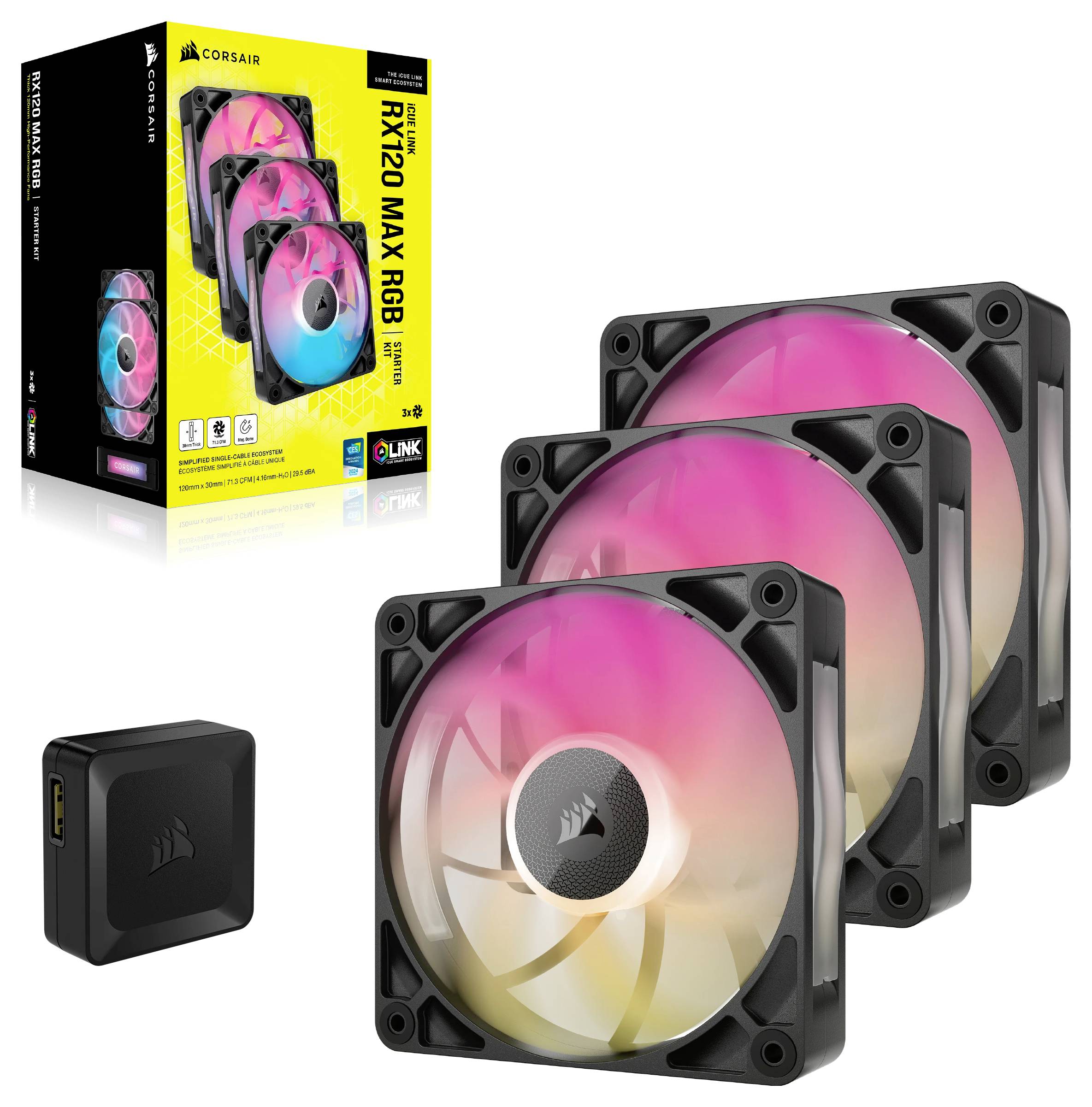 Corsair iCUE Link RX12 PC-Gehäuse-Lüfter Schwarz (B x H x T) 120 x 120 x 30mm