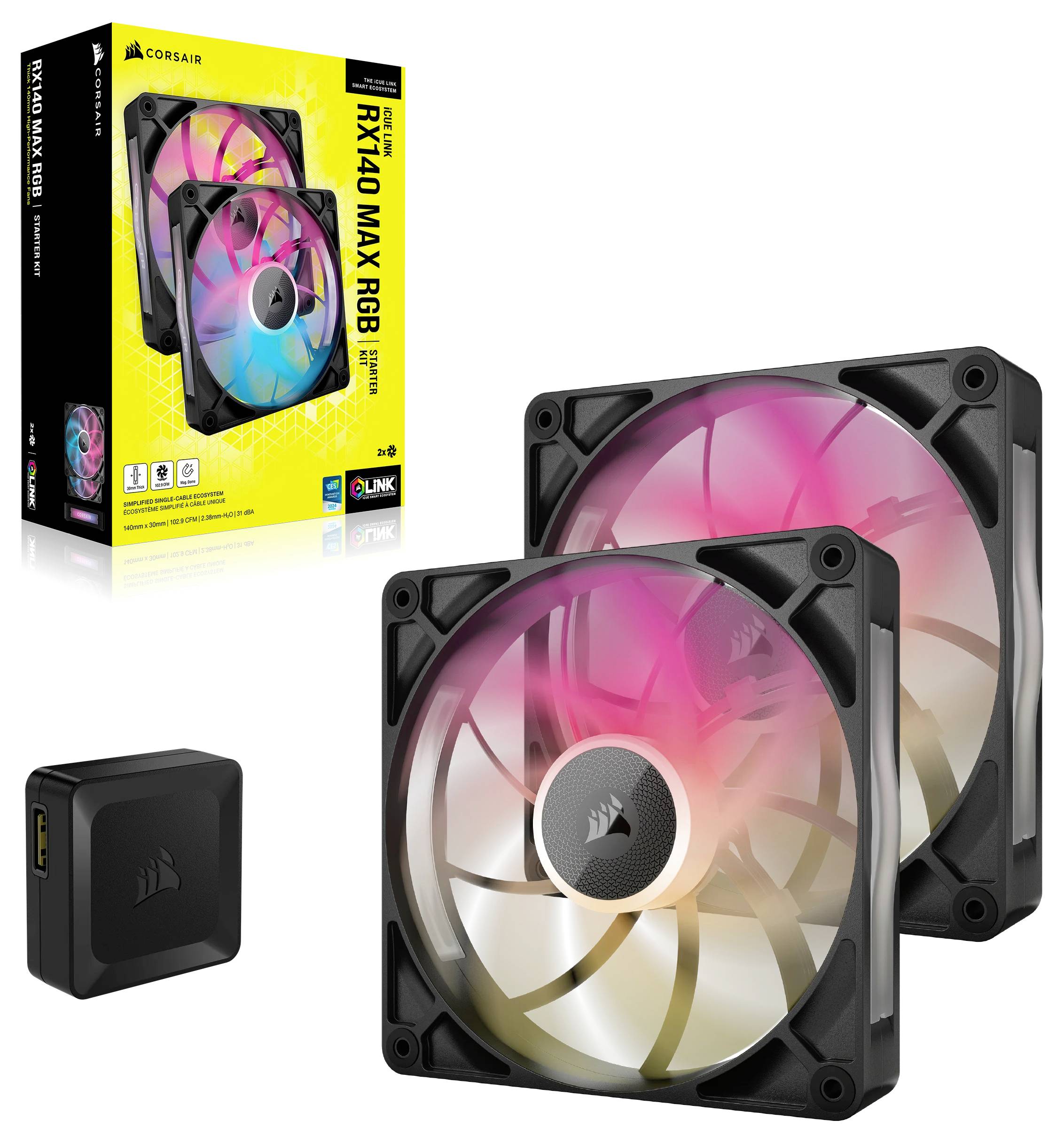 Corsair iCUE Link RX14 PC-Gehäuse-Lüfter Schwarz (B x H x T) 140 x 140 x 30mm