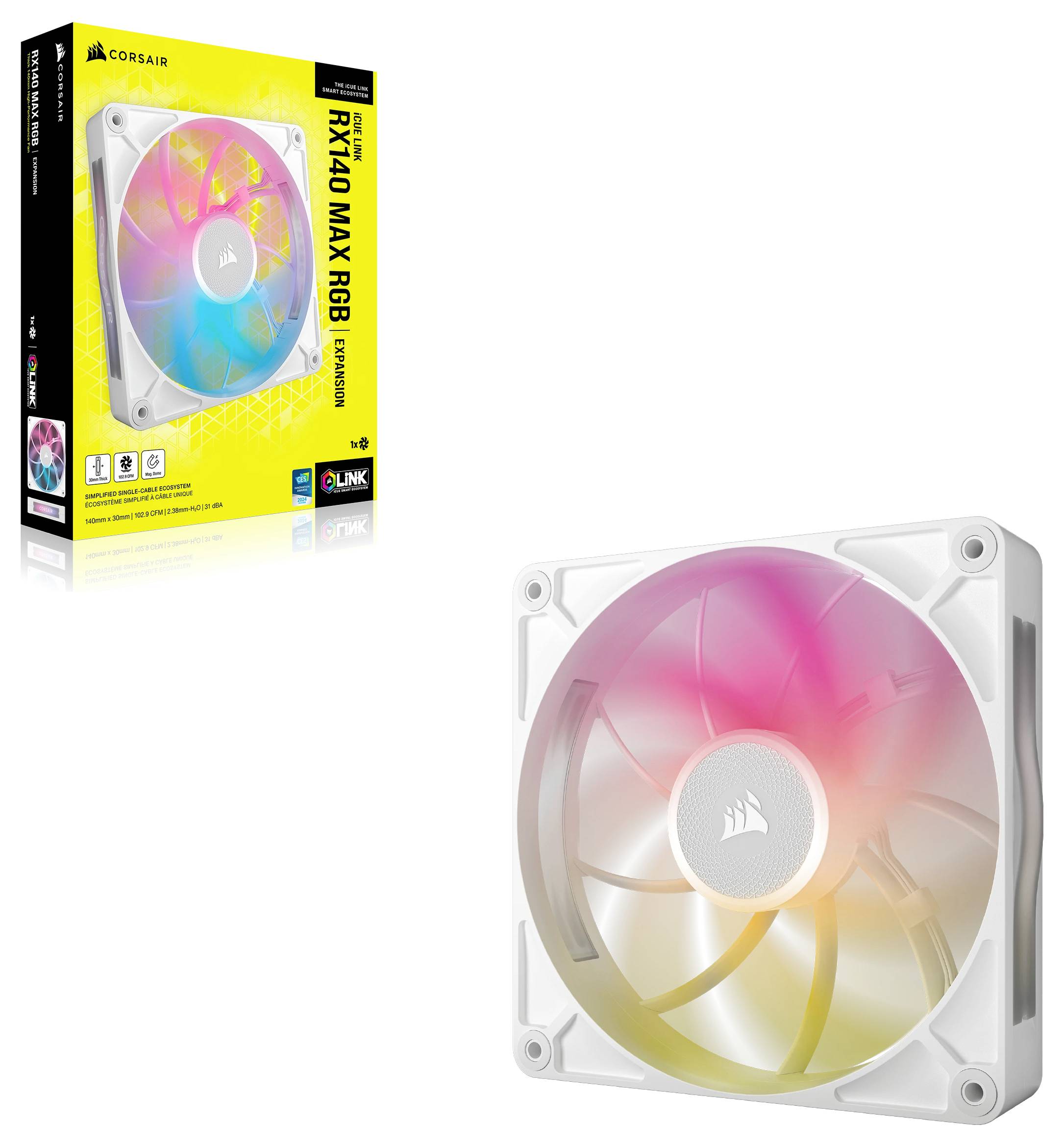 Corsair iCUE Link RX14 PC-Gehäuse-Lüfter Weiß (B x H x T) 140 x 140 x 30mm