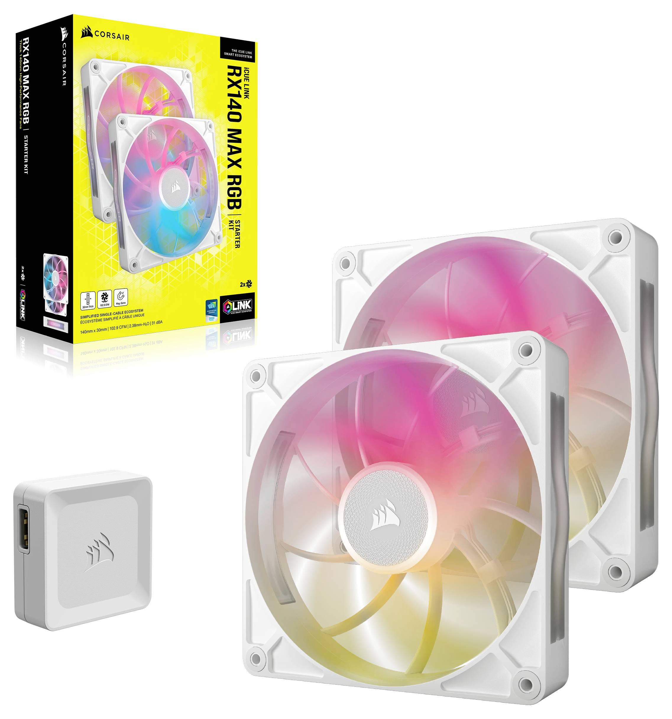 Corsair iCUE Link RX14 PC-Gehäuse-Lüfter Weiß (B x H x T) 140 x 140 x 30mm