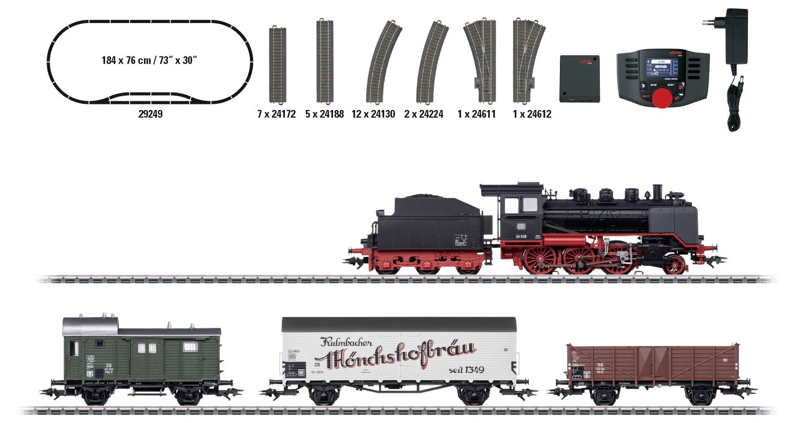 Märklin 29249 H0 Digital-Startpackung Nahgüterzug mit BR 24 der DB