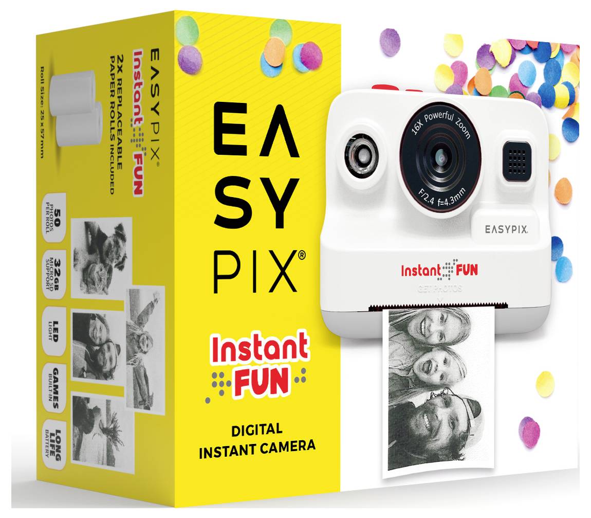Easypix InstantFUN Digitale Sofortbildkamera Weiß Integrierter Akku