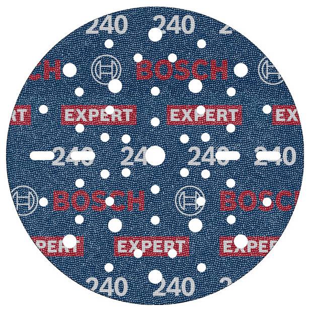 Runde 240er-Sandscheibe mit vielen Löchern, bedruckt mit 'BOSCH EXPERT'.