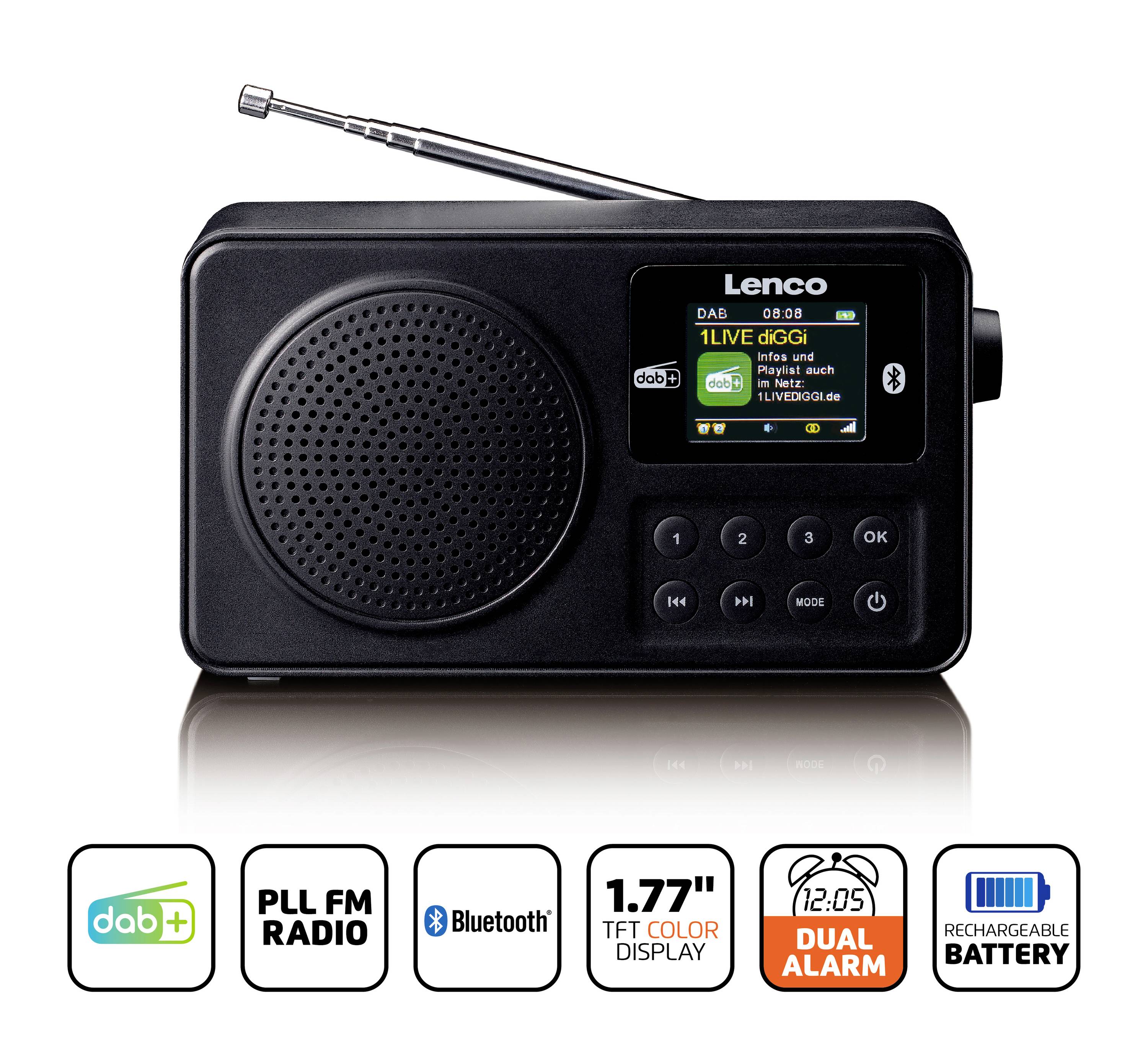 Lenco PDR-033BK Kofferradio DAB+, FM Schwarz
