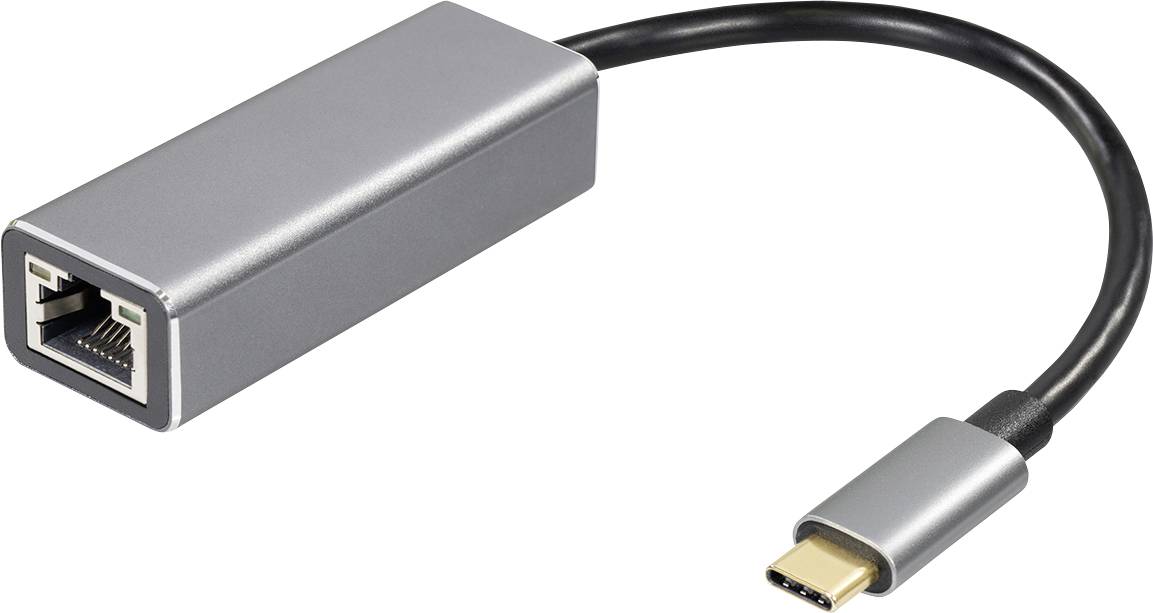 Maxtrack USB-C® / RJ45-Kupplung Netzwerk Adapter [1x USB-C® Stecker - 1x RJ45-Buchse] 10 cm Schwarz