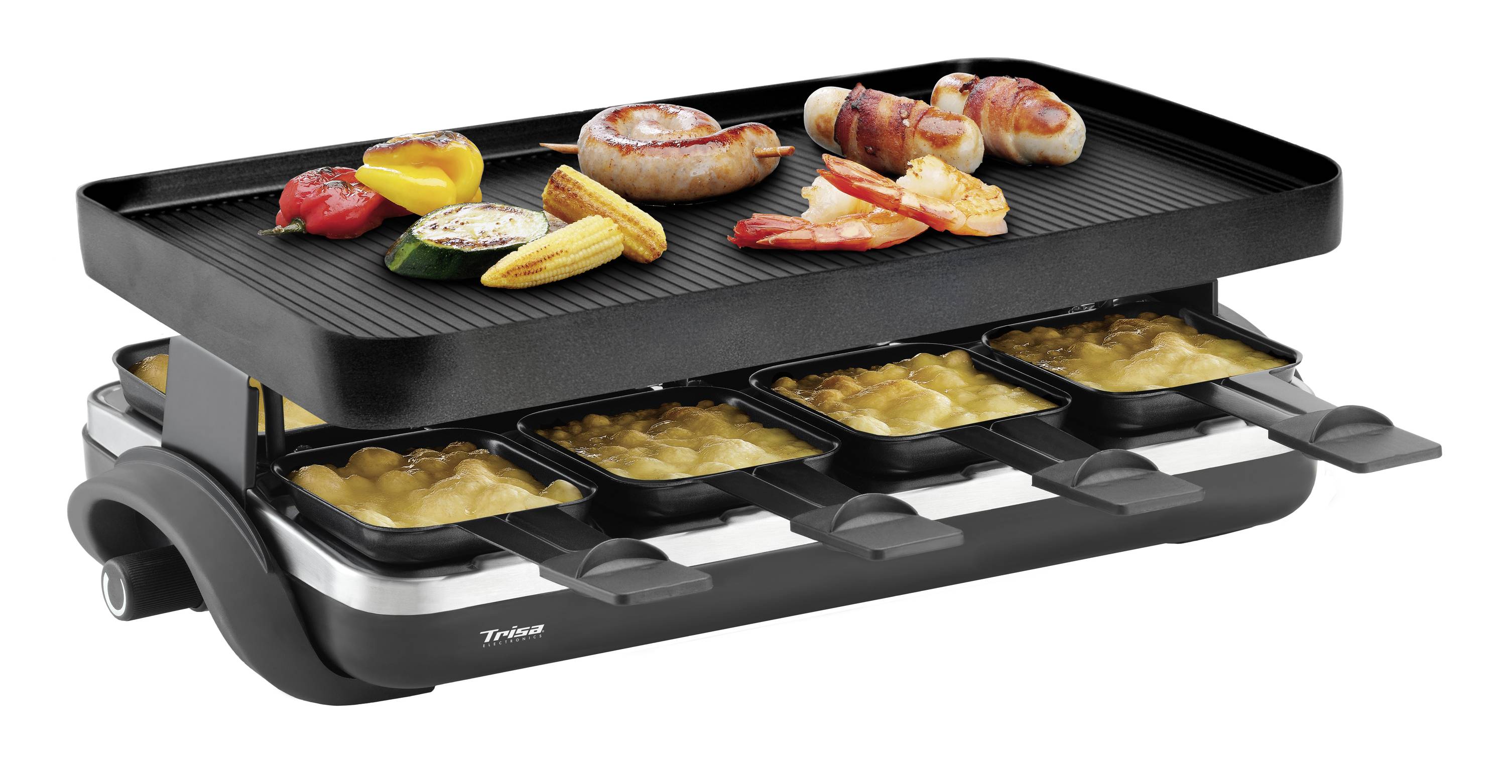 Trisa Supreme 8 Raclette 8 Pfännchen, Antihaftbeschichtung Schwarz