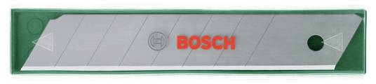 Bosch-Universalmesserklinge in grüner Kunststoffverpackung mit zentriertem BOSCH-Logo auf einer silbernen Klingeneinlage.