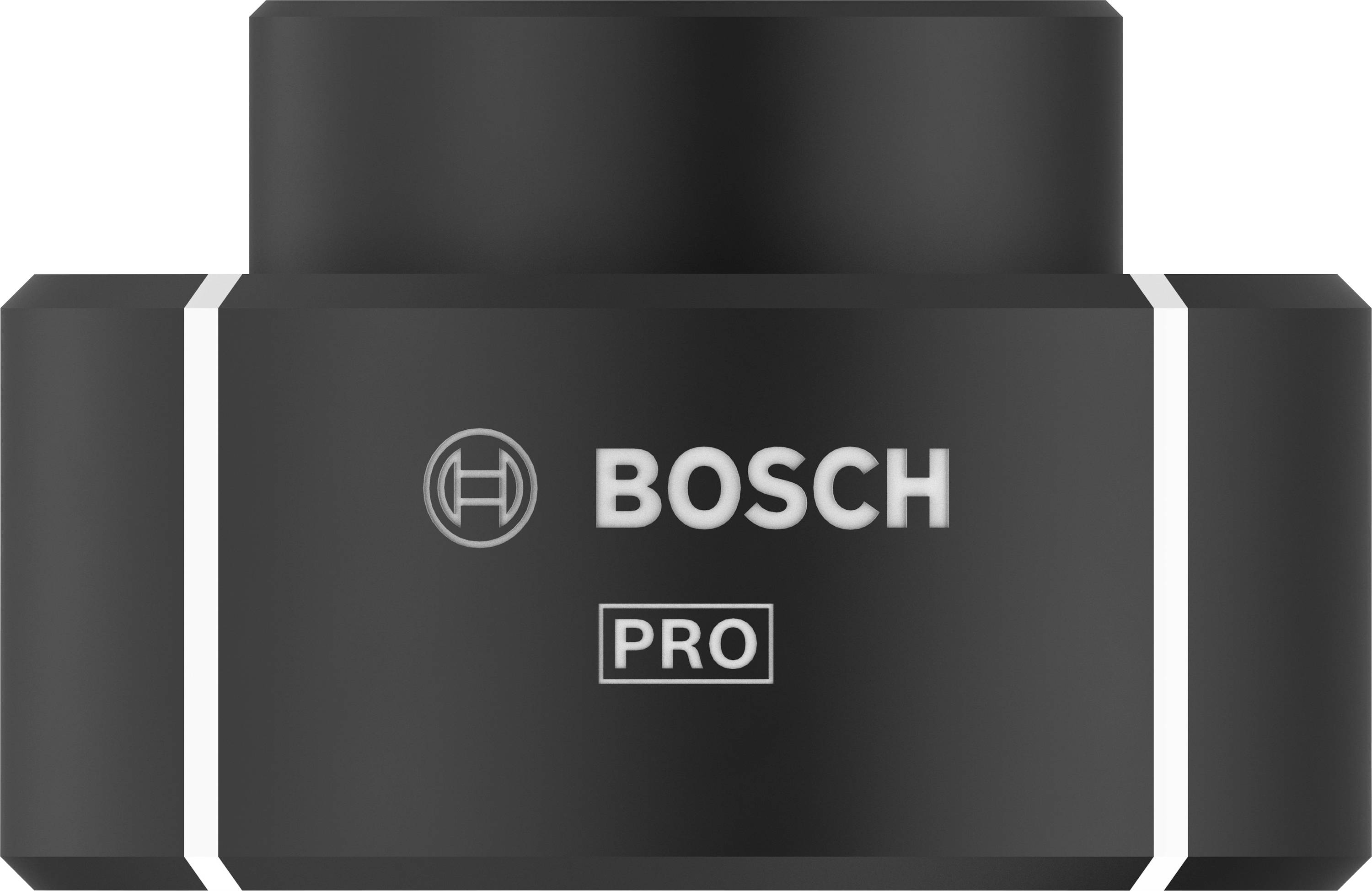 Eine schwarze, zylindrische Bosch-Kamera mit 'PRO' Beschriftung, möglicherweise für professionelle Überwachungsanwendungen gedacht.