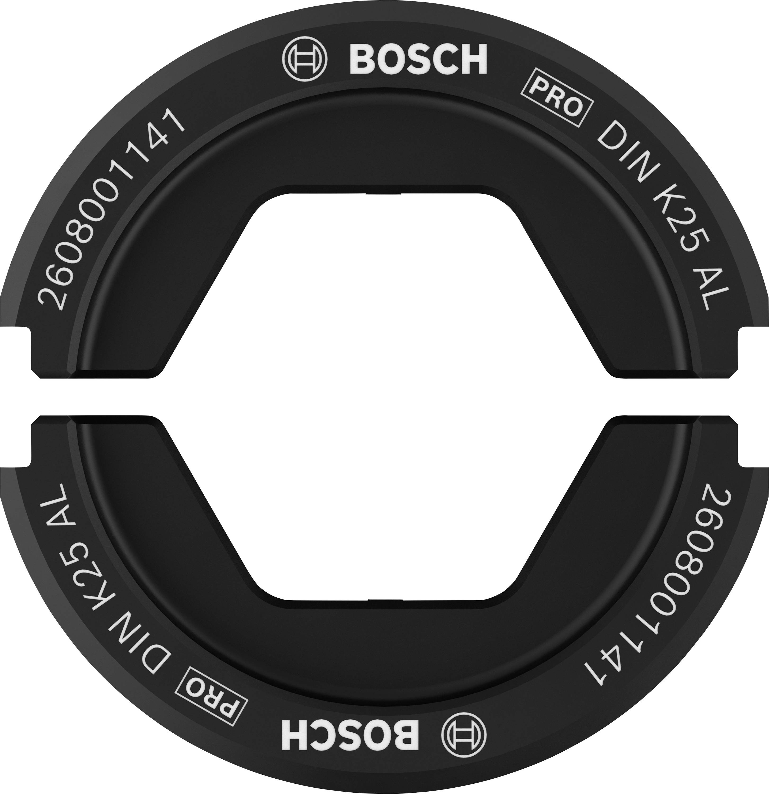 Bosch Ringschlüsseladapter mit der Aufschrift 'DIN K25 AL', für professionellen Einsatz, in schwarzer Farbe.