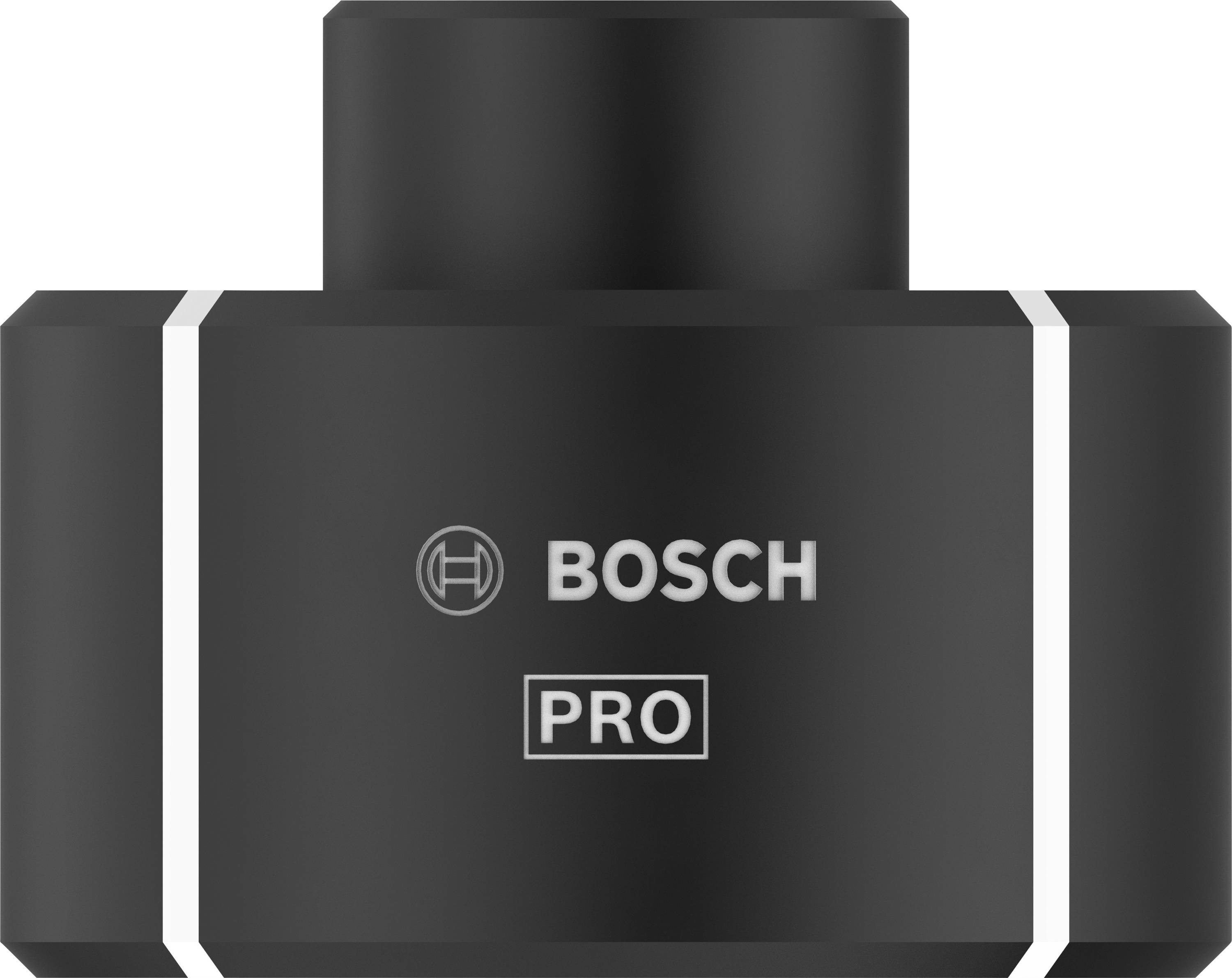 Ein schwarzes Bosch PRO-Gehäuse mit weißen Streifen und Bosch-Logo in der Mitte.