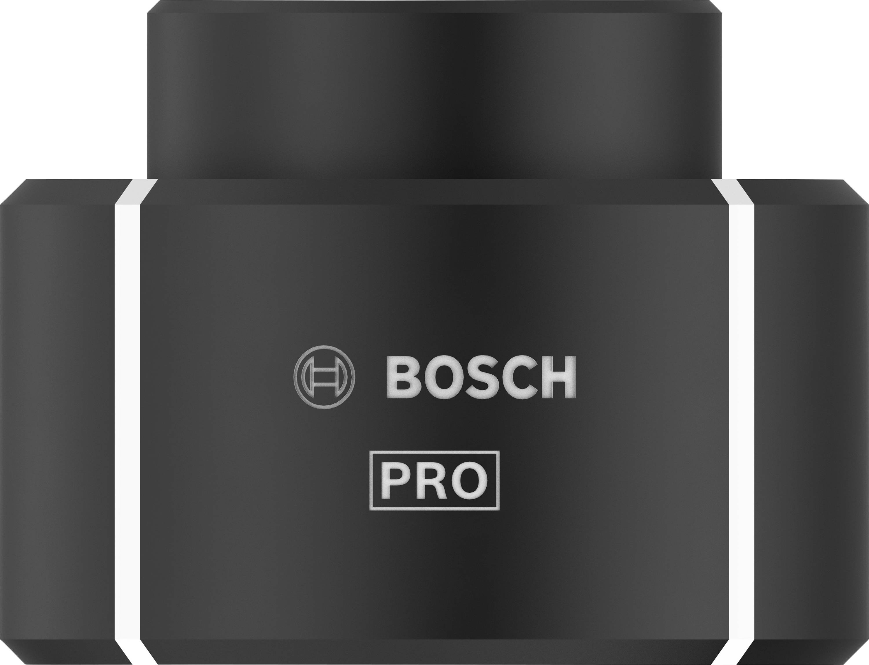 Schwarzes Bosch PRO Gerät mit Logo und weißem Text. Kompaktes Design, wahrscheinlich ein Teil eines Werkzeugs oder Zubehörs.