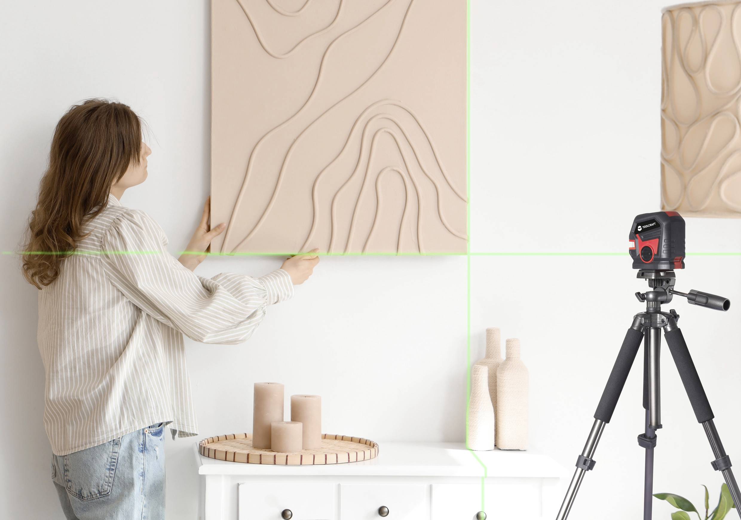 TOOLCRAFT Kreuzlinienlaser grüner Laser, selbstnivellierend Reichweite (max.): 30m