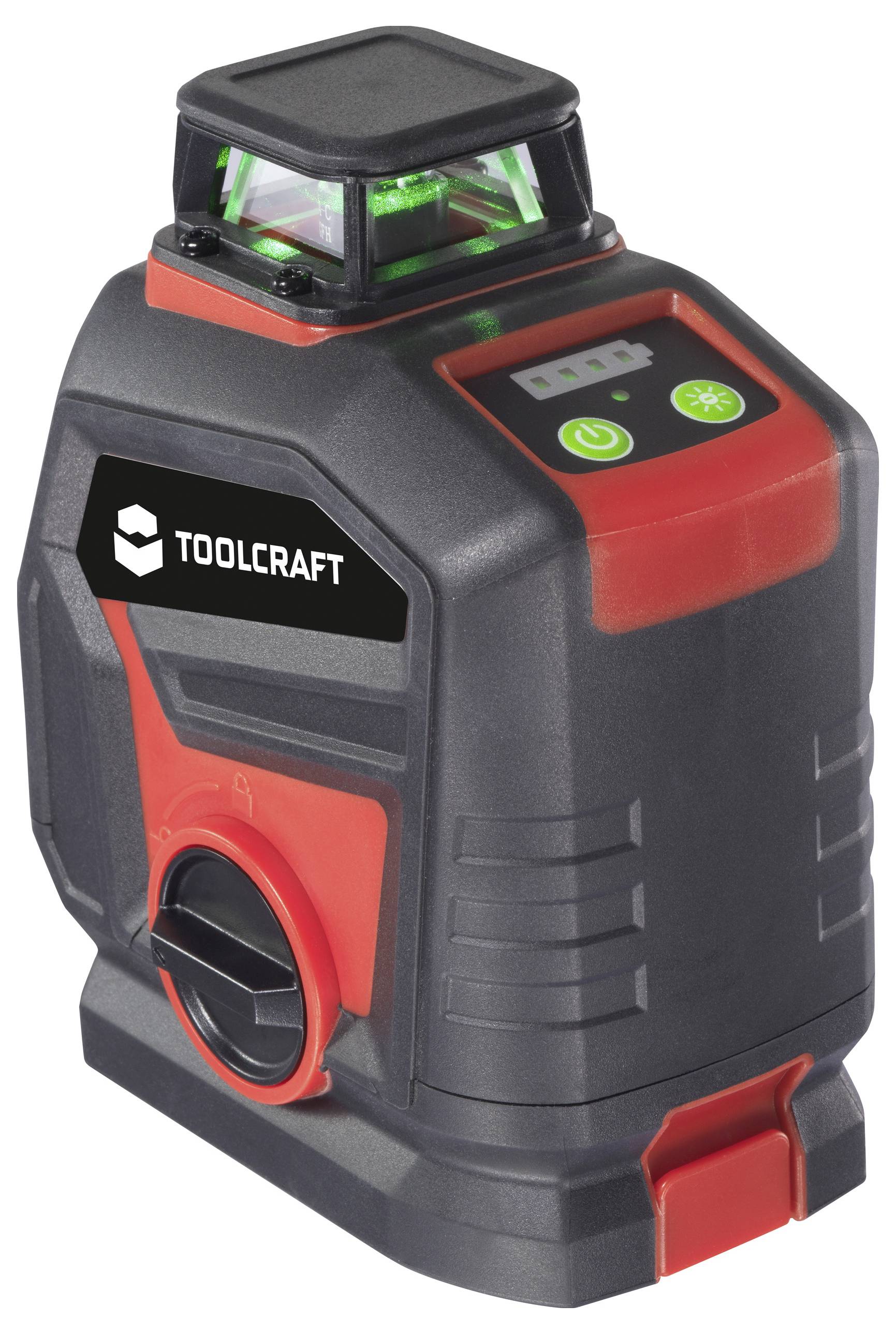 TOOLCRAFT Kreuz und Punktlinienlaser grüner Laser, inkl. 360° Laser, selbstnivellierend Reichweite (max.): 30m