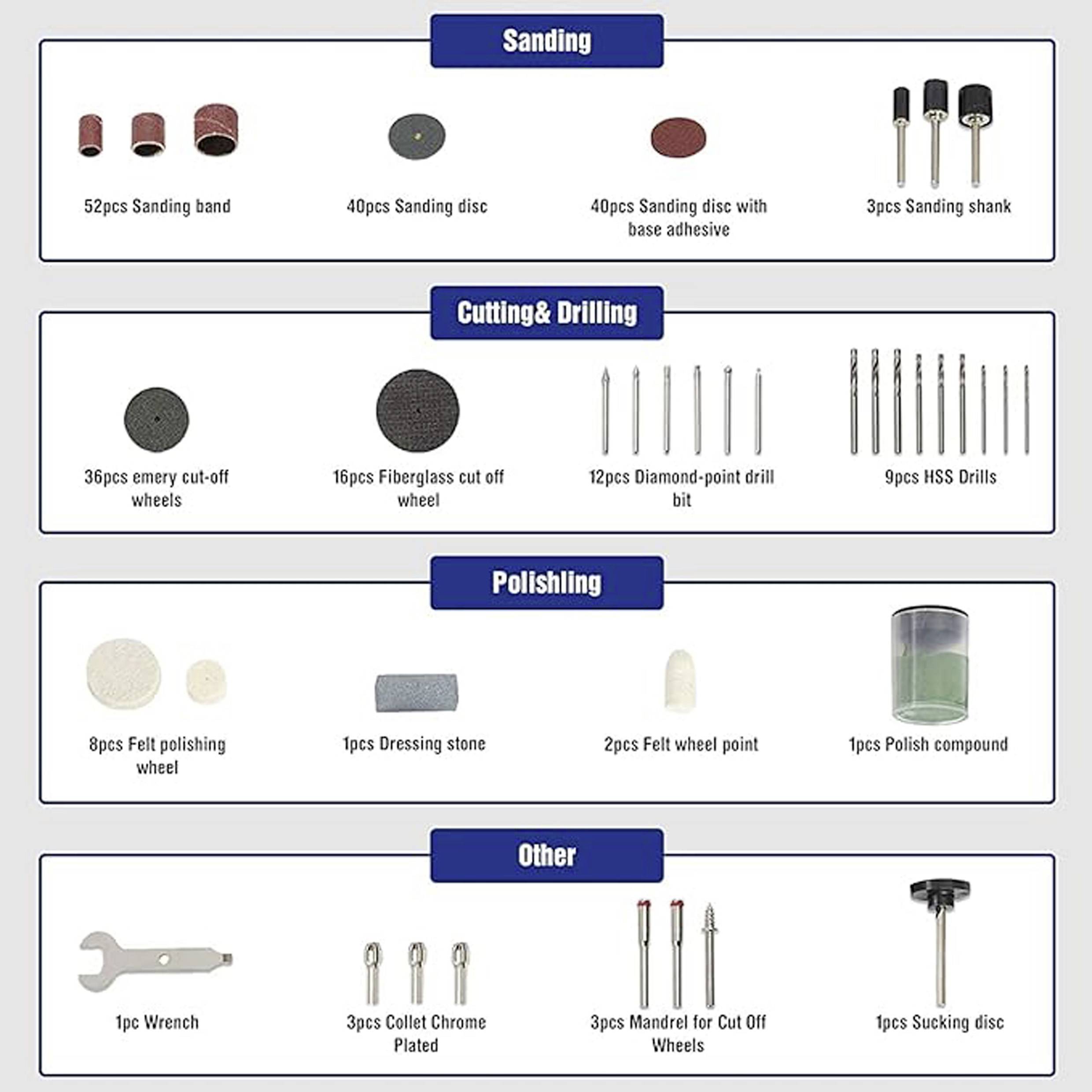 WorkPro WP409014 276-teiliges Trenn-/Schleif-/Polierset 1 Set