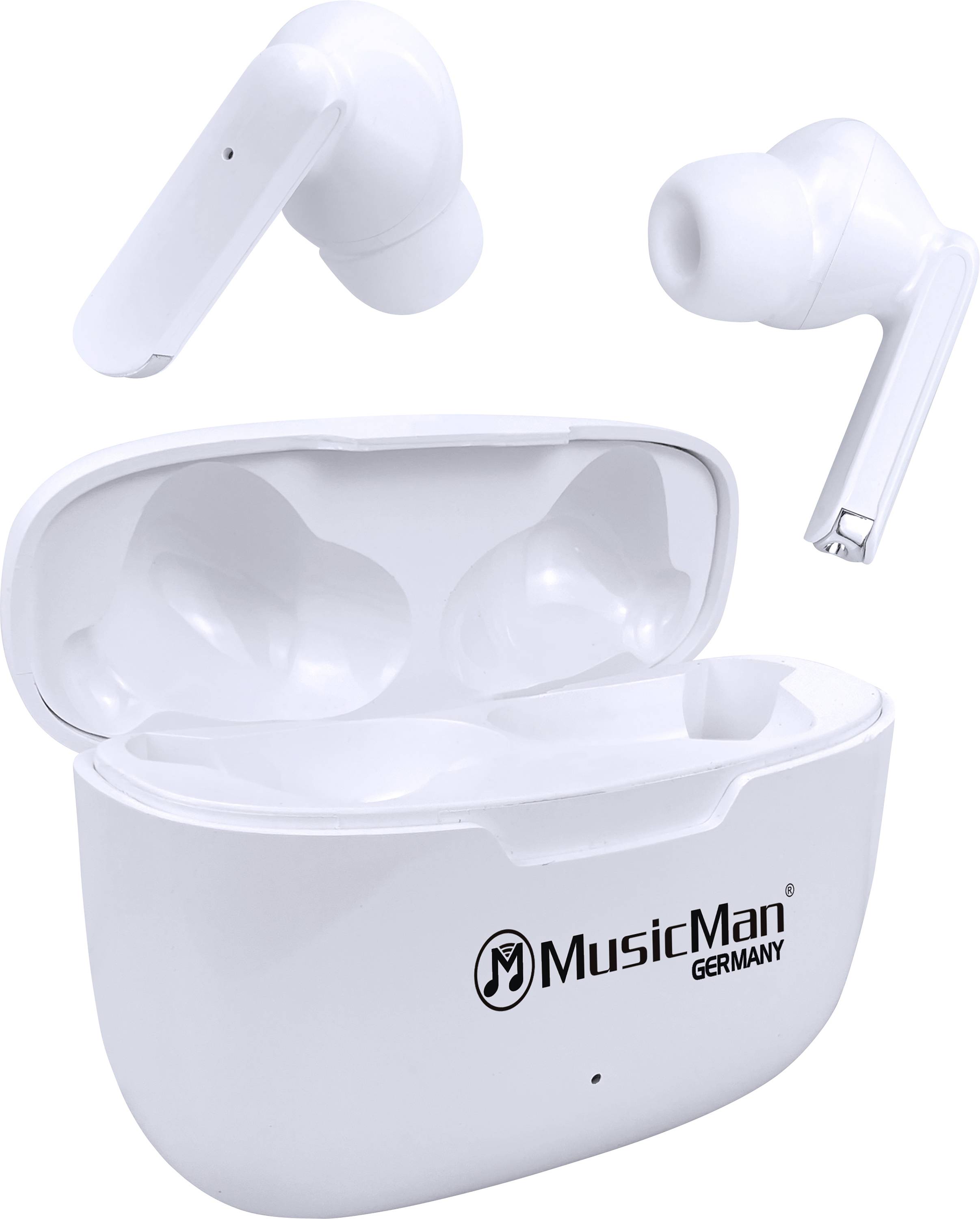 Music Man BT-X63 In Ear Headset Bluetooth® Stereo Weiß Headset, Ladecase, Touch-Steuerung
