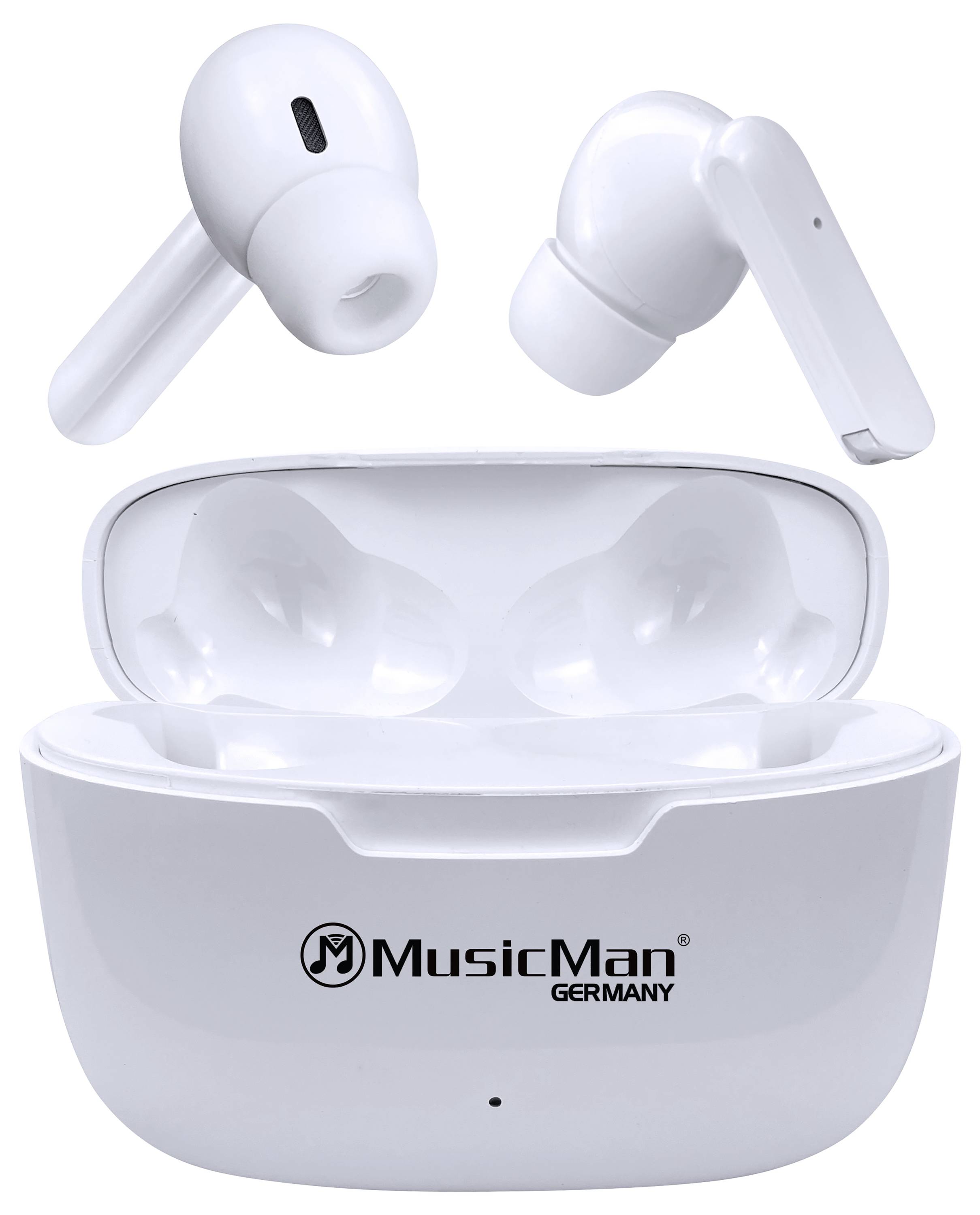 Music Man BT-X63 In Ear Headset Bluetooth® Stereo Weiß Headset, Ladecase, Touch-Steuerung