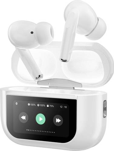 Music Man BT-X72 In Ear Headset Bluetooth® Stereo Weiß Noise Cancelling Batterieladeanzeige, Headse