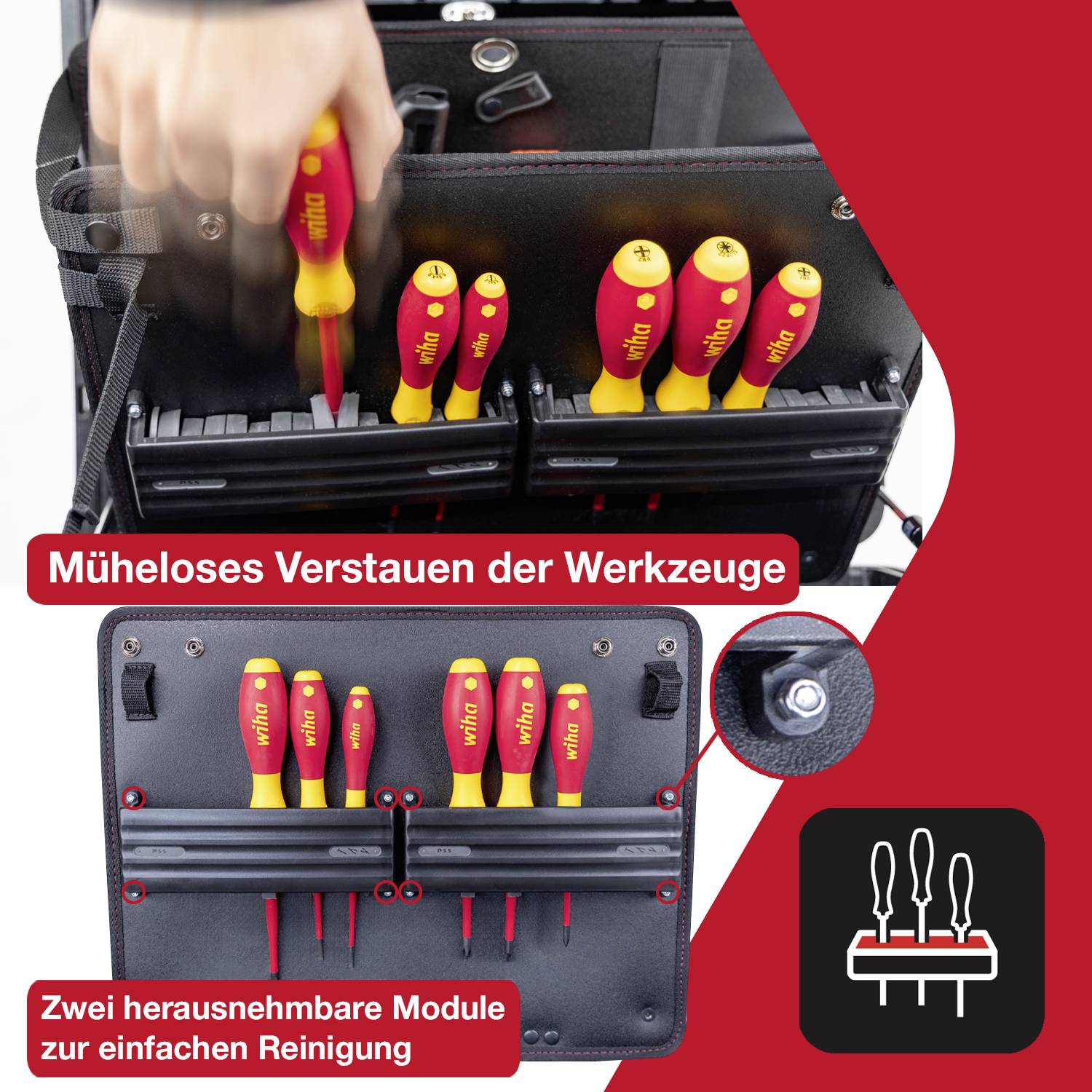 Wiha XL 2 Trolley 45795 Elektriker, Handwerker, Lehrlinge, Profi, VDE Werkzeugkoffer bestückt 60teilig