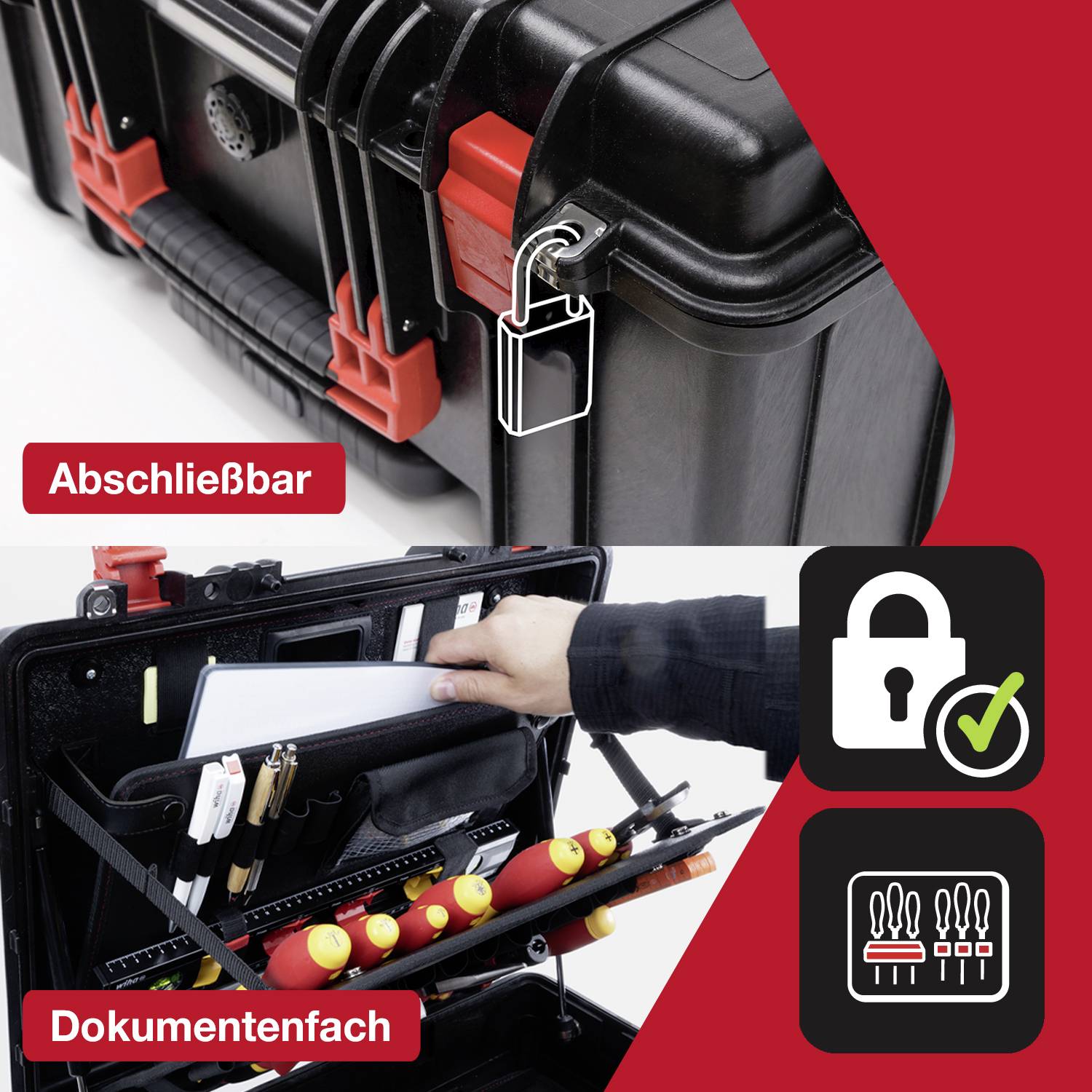 Wiha XL 2 Trolley 45795 Elektriker, Handwerker, Lehrlinge, Profi, VDE Werkzeugkoffer bestückt 60teilig