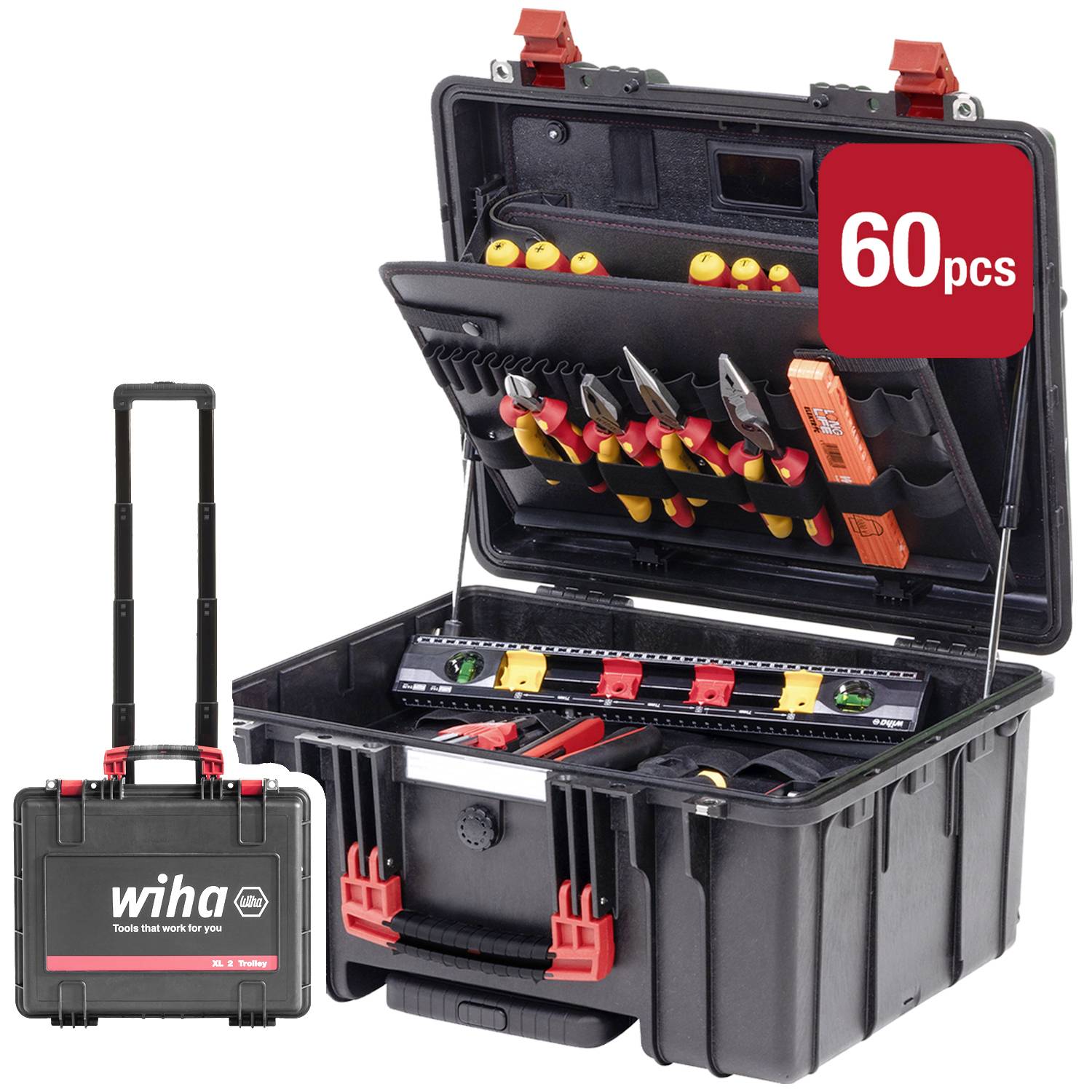 Wiha XL 2 Trolley 45795 Elektriker, Handwerker, Lehrlinge, Profi, VDE Werkzeugkoffer bestückt 60teilig