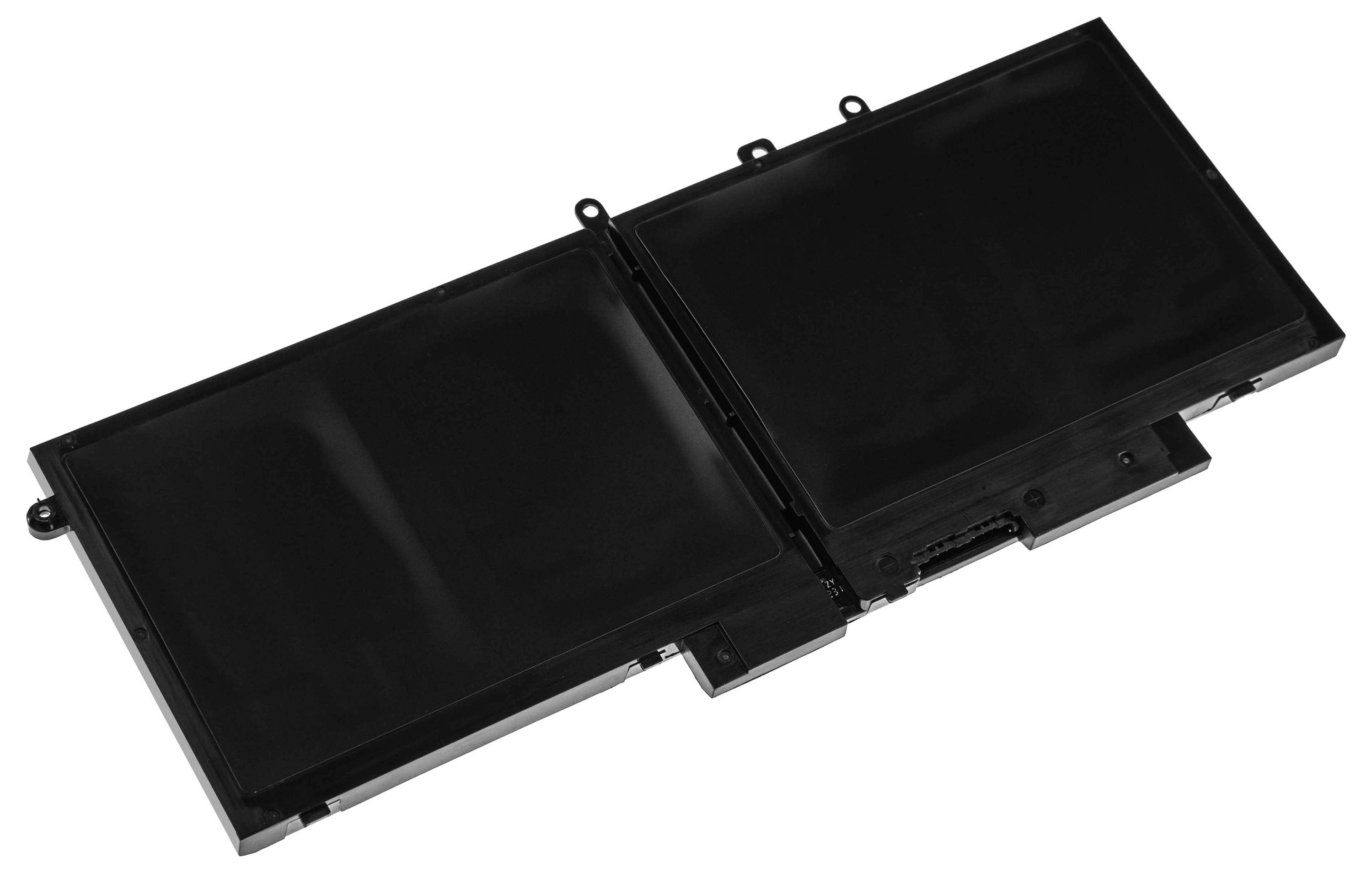 Ein schwarzer Laptop-Akku liegt flach auf einer hellen Oberfläche.