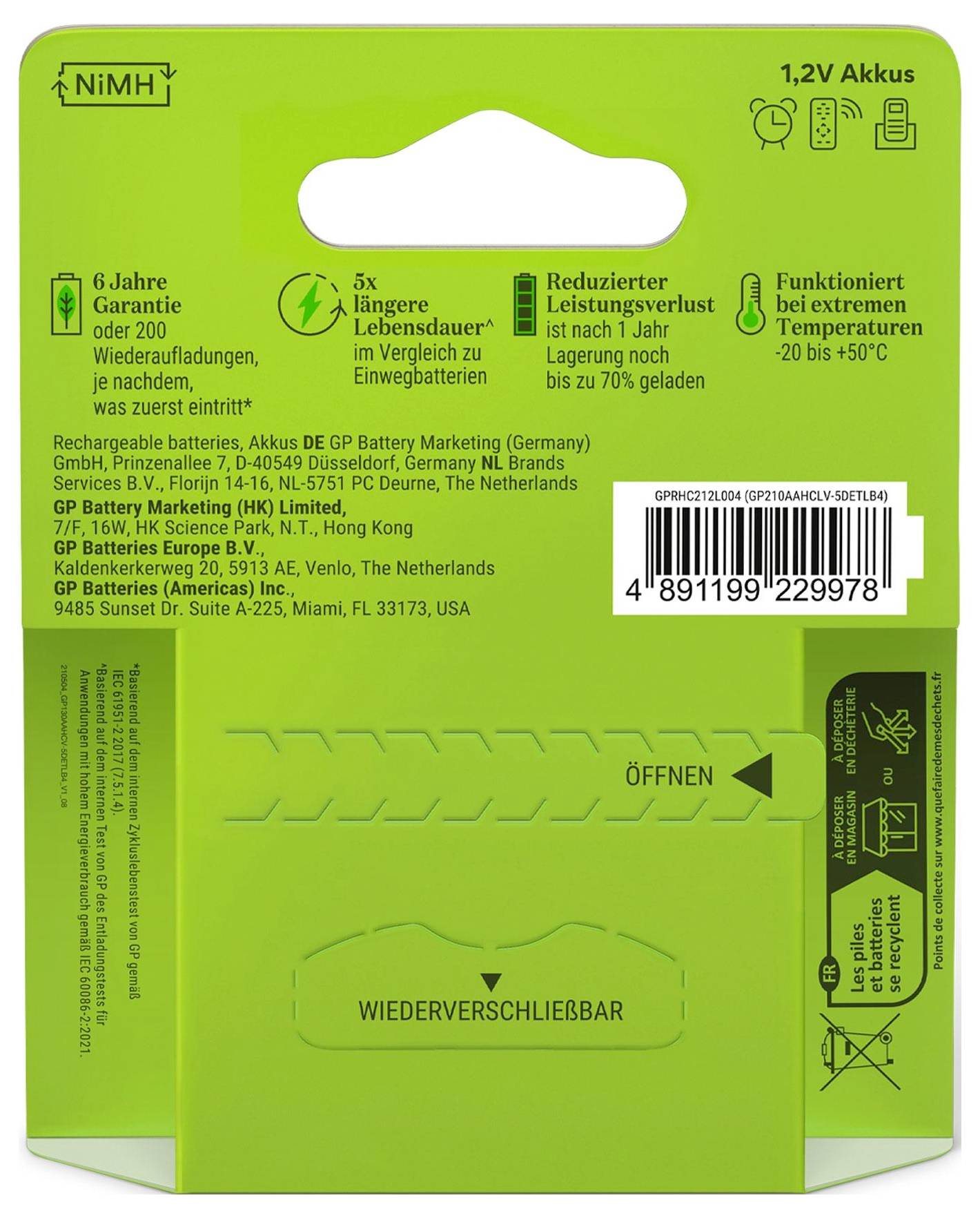 GP Recharge Mignon (AA)-Akku NiMH 2100 mAh 1.2 V 4 St.