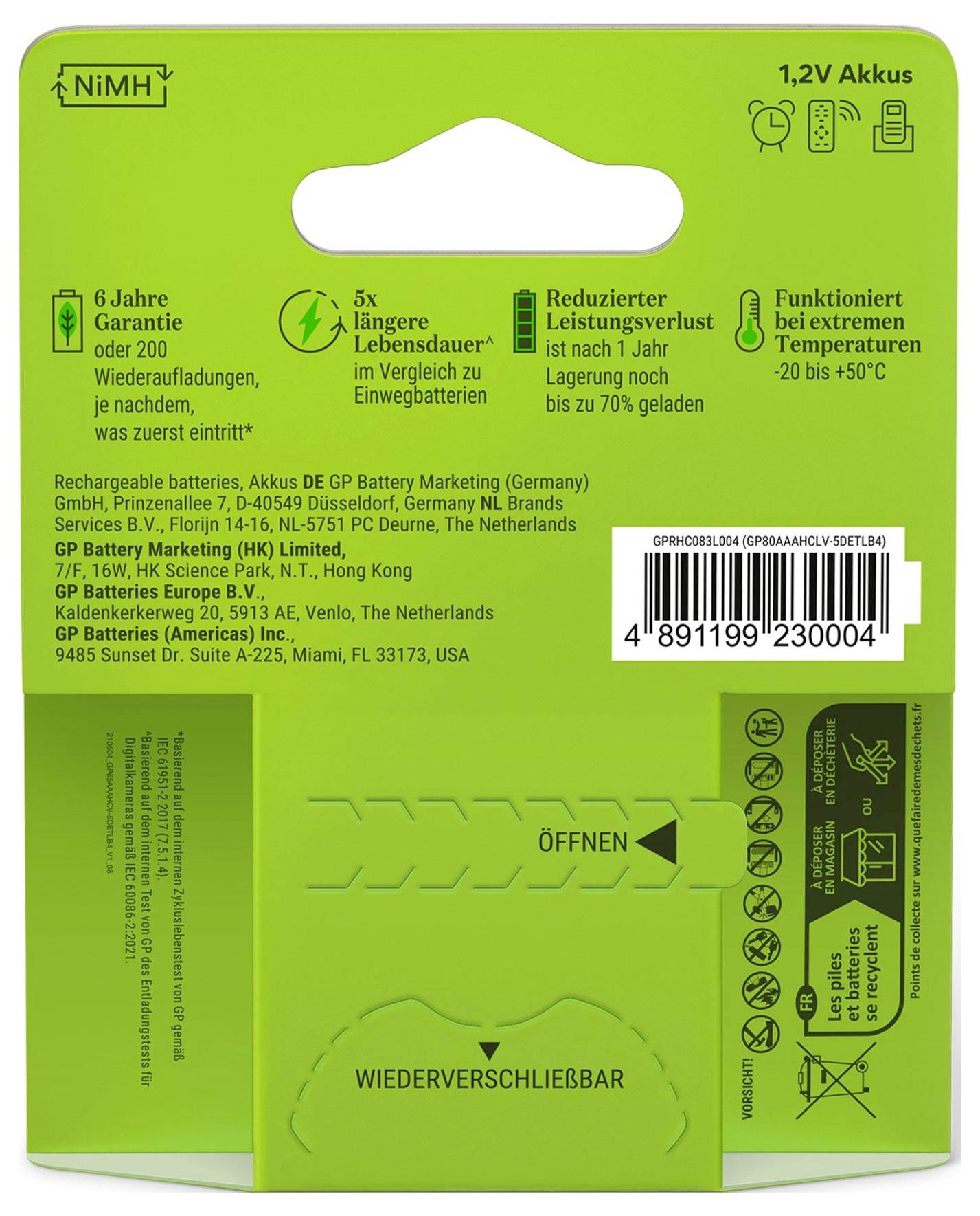 GP Recharge Micro (AAA)-Akku NiMH 800 mAh 1.2V 4St.