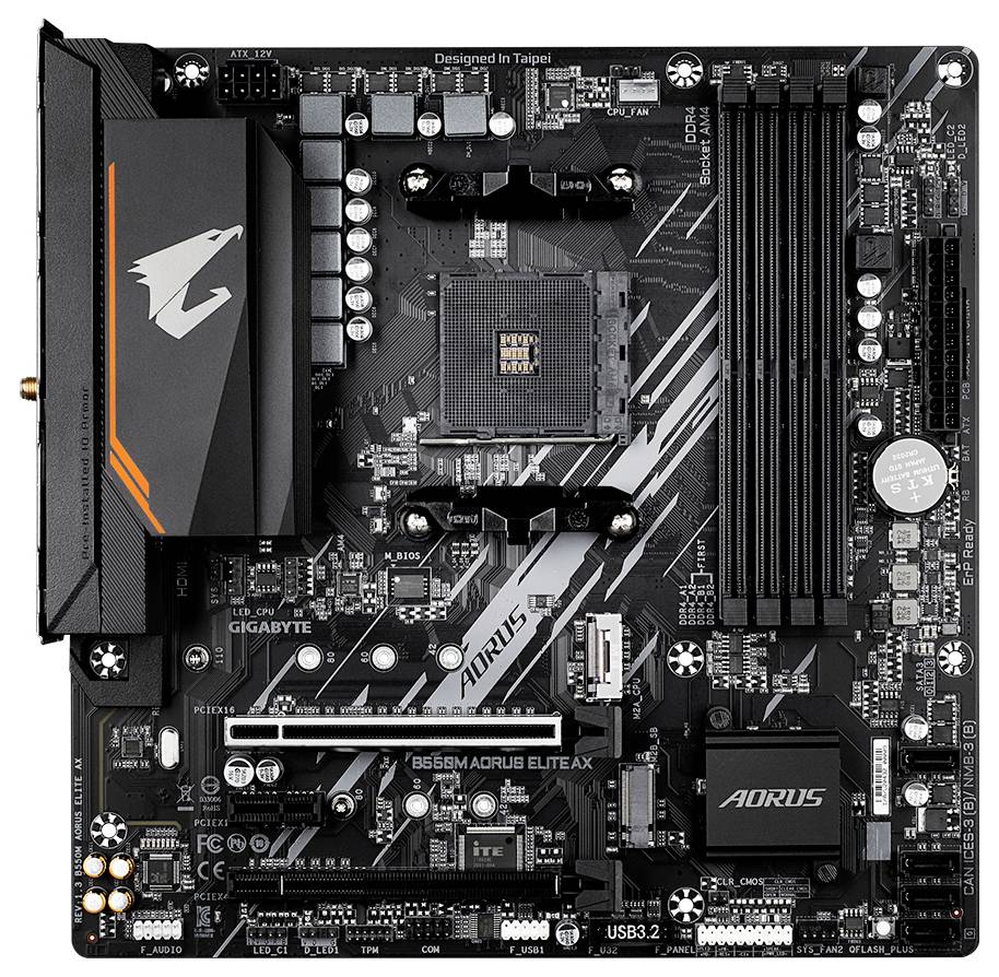 Gigabyte B550M AORUS ELITE AX AM4 Mainboard Sockel (PC) AMD® AM4 Formfaktor (Details) Micro-ATX Mainboard-Chipsatz AMD® B550