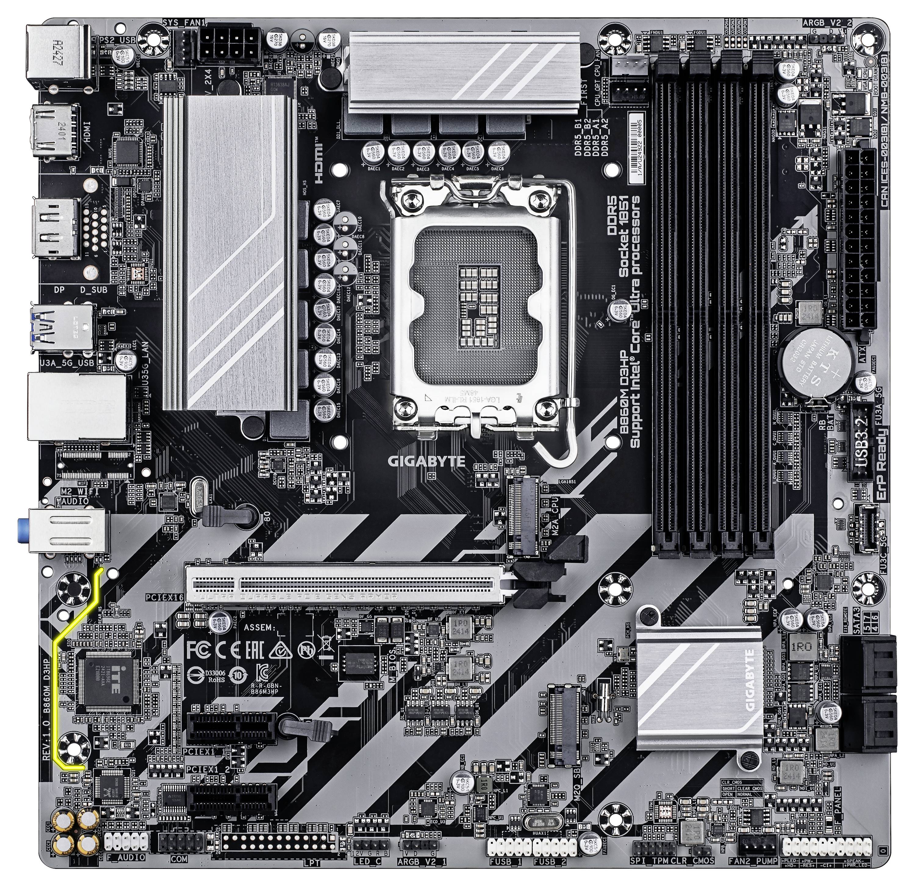 Gigabyte B860M D3HP LGA1851 MB Mainboard Sockel (PC) Intel® LGA 1851