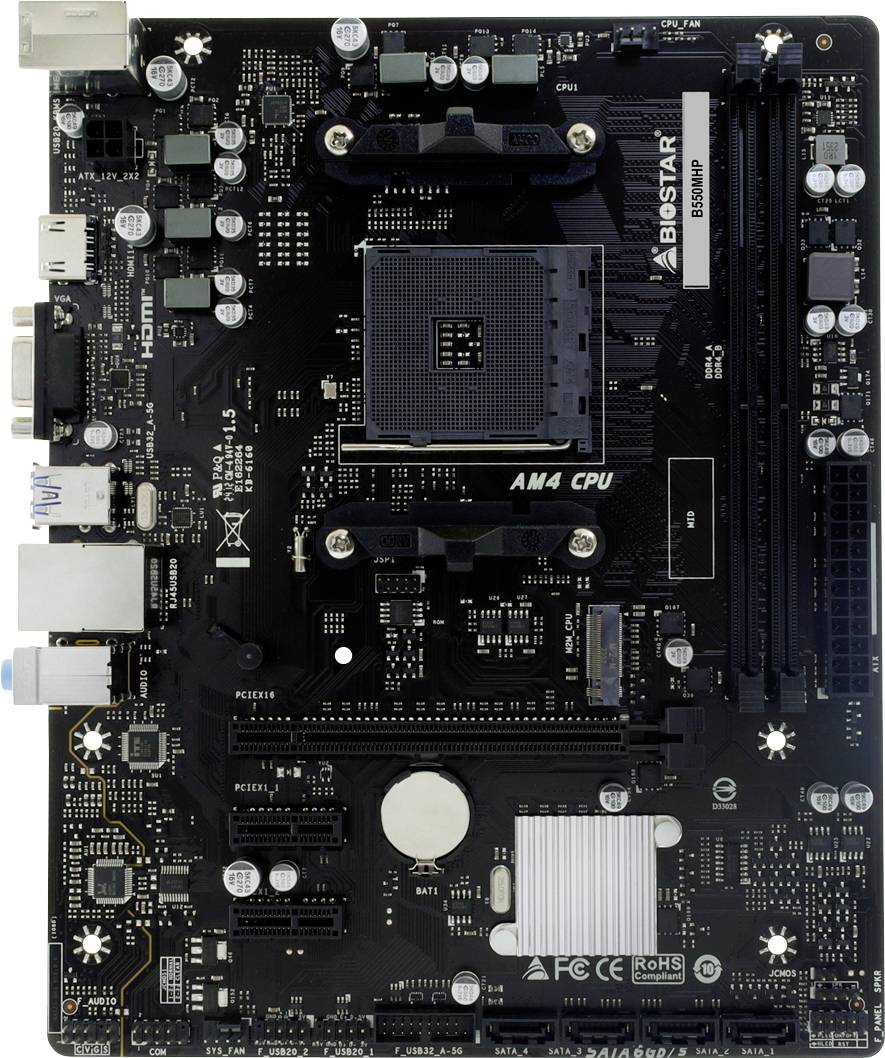 BioStar B550MHP Mainboard Sockel (PC) AMD® AM4 Formfaktor (Details) Micro-ATX Mainboard-Chipsatz AMD® B550
