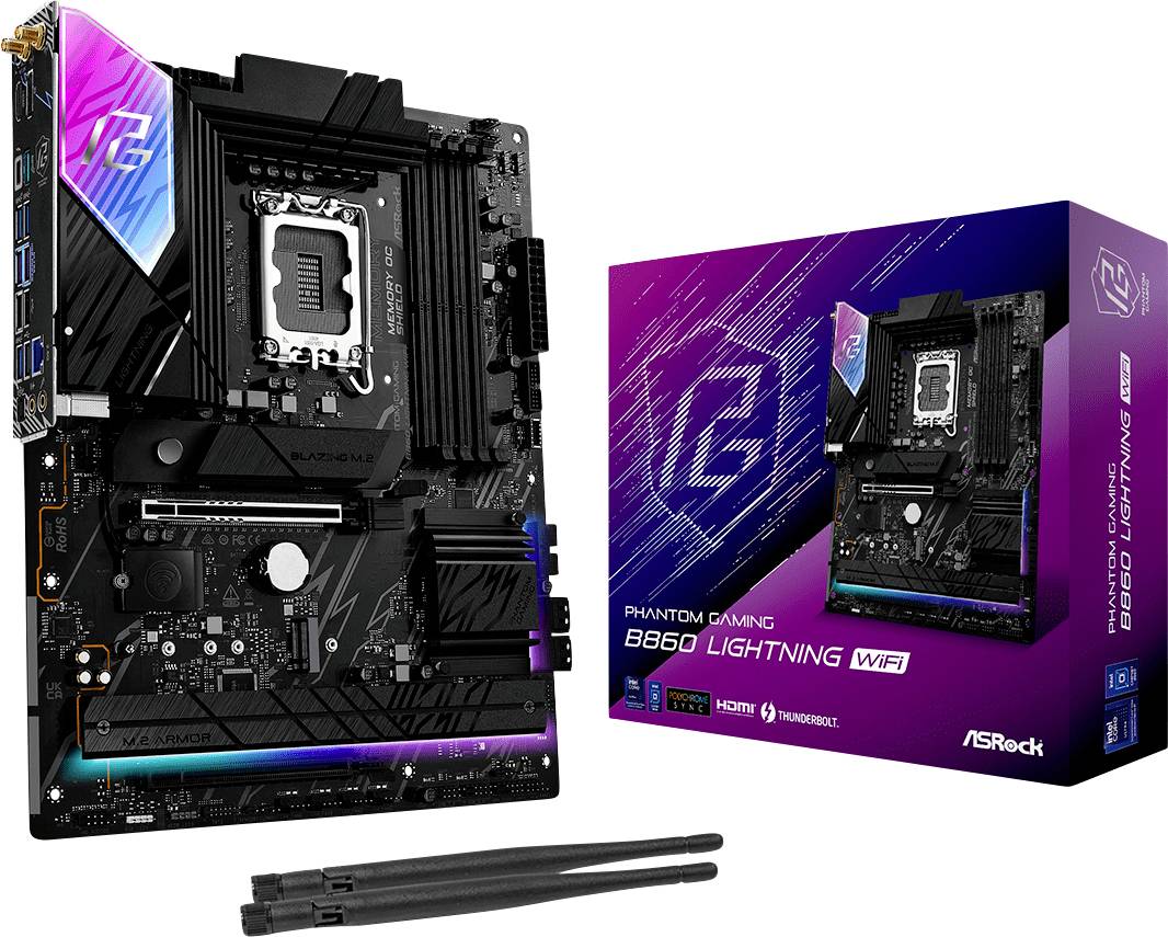 ASRock B860 Lightning WiFi Mainboard Sockel (PC) Intel® LGA 1851 Formfaktor (Details) ATX