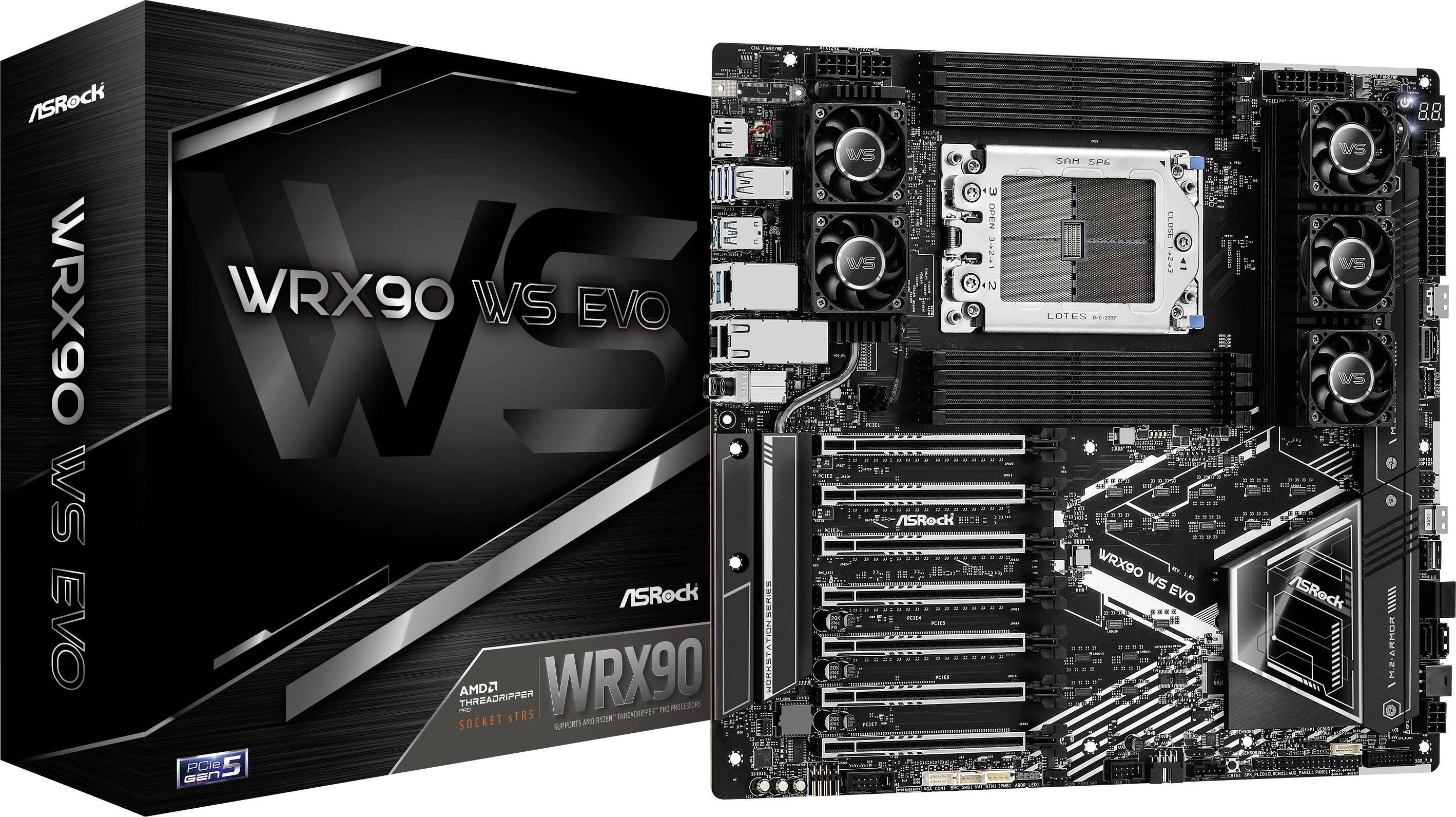 ASRock WRX90 WS EVO (WRX90) (D) Mainboard Sockel (PC) AMD® sTR5 Formfaktor (Details) E-ATX, SSI EEB Mainboard-Chipsatz AMD® WRX90