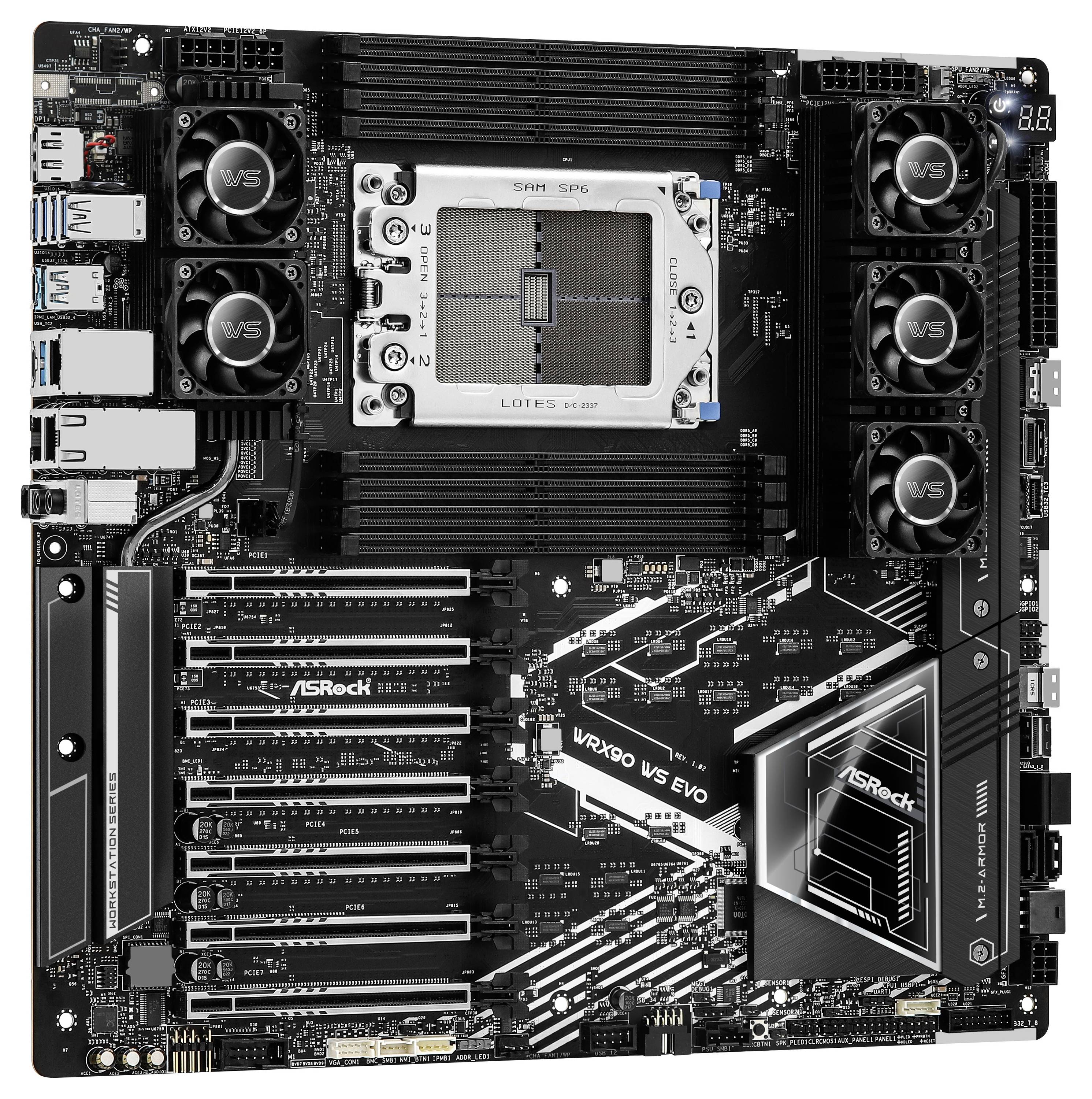 ASRock WRX90 WS EVO (WRX90) (D) Mainboard Sockel (PC) AMD® sTR5 Formfaktor (Details) E-ATX, SSI EEB Mainboard-Chipsatz AMD® WRX90