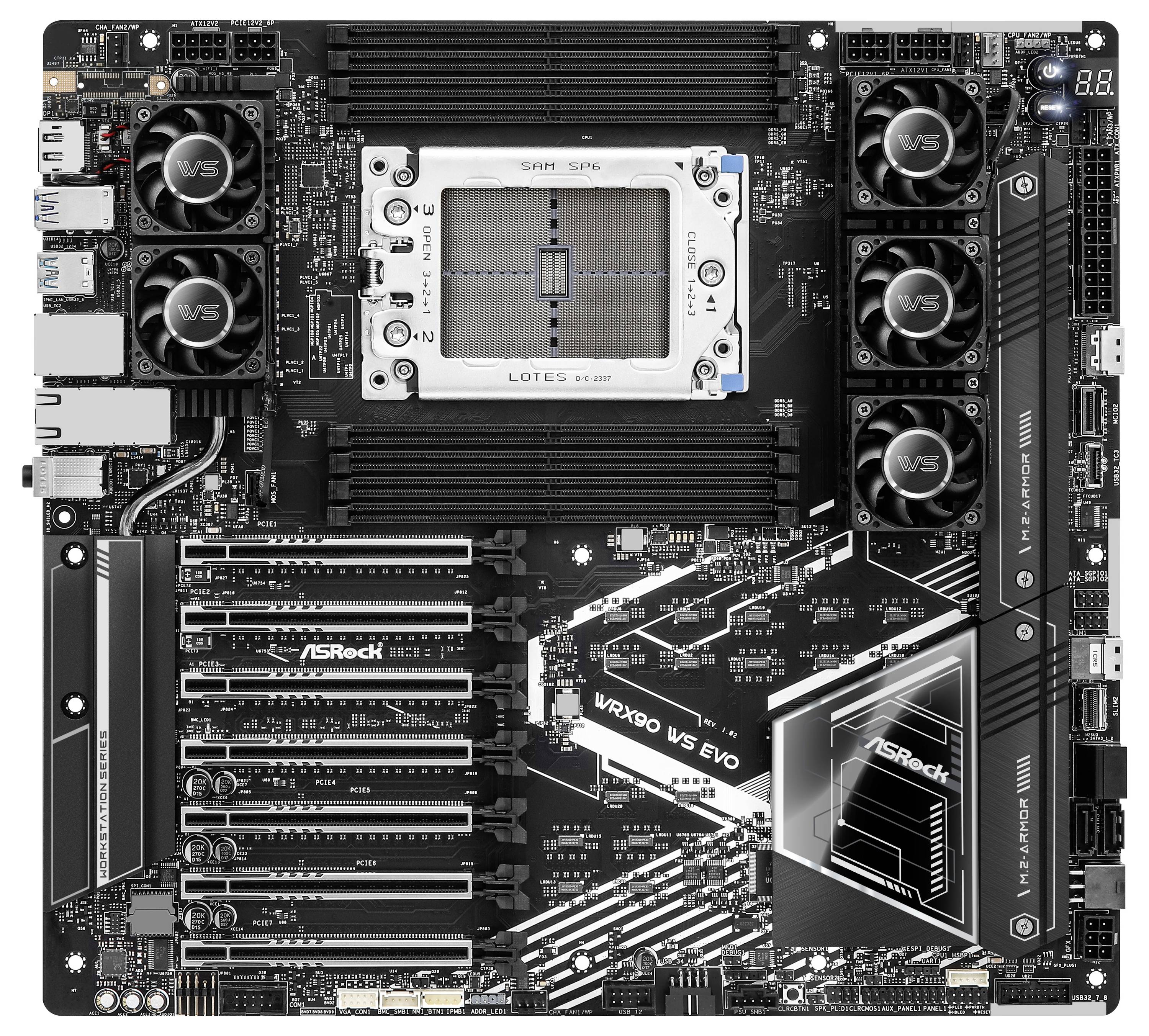 ASRock WRX90 WS EVO (WRX90) (D) Mainboard Sockel (PC) AMD® sTR5 Formfaktor (Details) E-ATX, SSI EEB Mainboard-Chipsatz AMD® WRX90