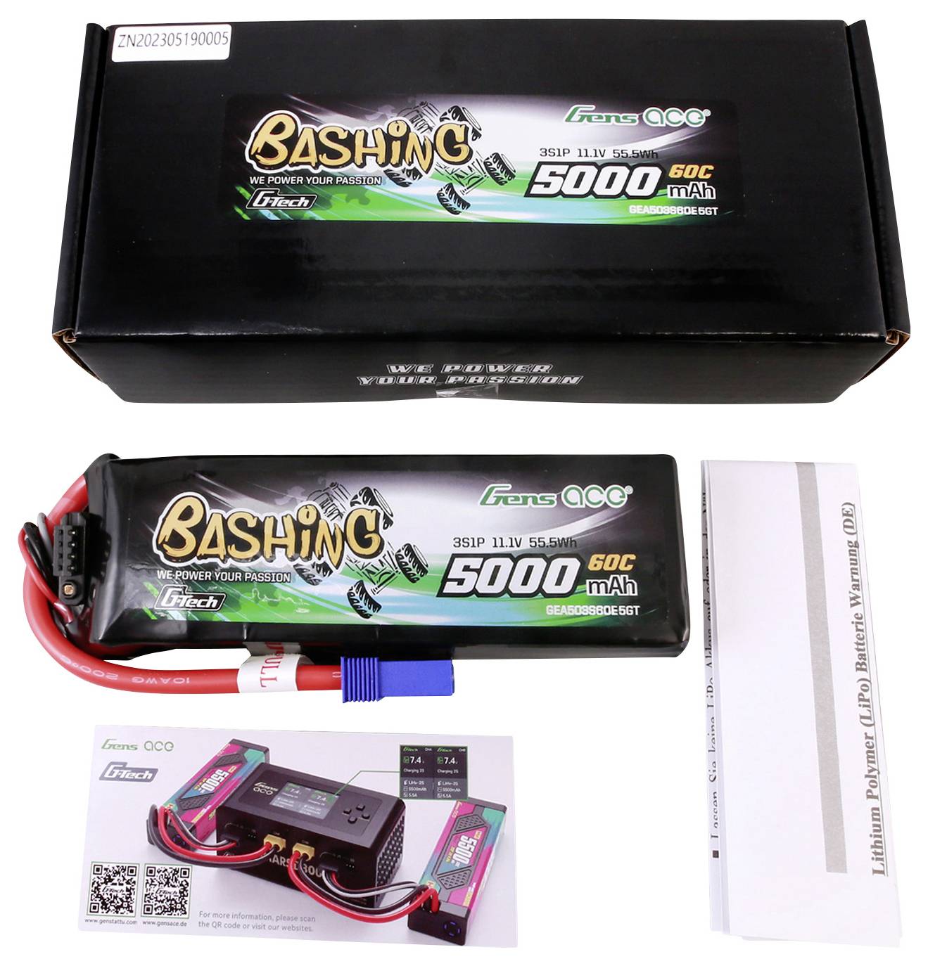 Gens ace Modellbau-Akkupack (LiPo) 11.1 V 5000 mAh Softcase EC5