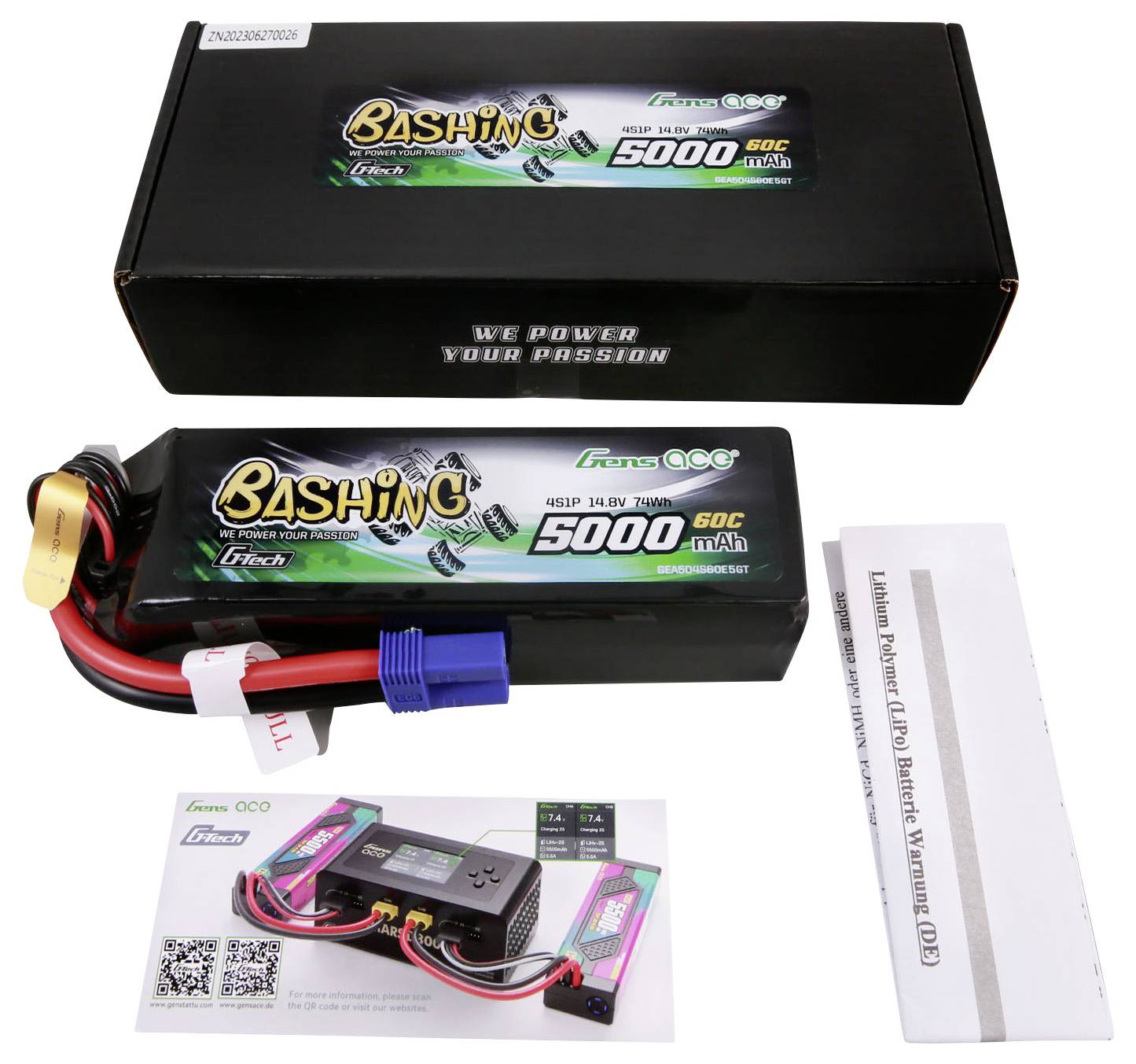 Gens ace Modellbau-Akkupack (LiPo) 14.8V 5000 mAh Block EC5