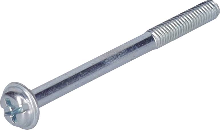 Eine Metallschraube mit Kreuzschliffkopf und Gewinde, hauptsächlich verwendet zum Befestigen von Materialien.