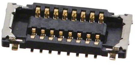 Eine Nahaufnahme eines schwarzen Elektrosteckers mit mehreren Goldkontakten, der zum Sichern und Leiten von Signalen zwischen Komponenten verwendet wird.